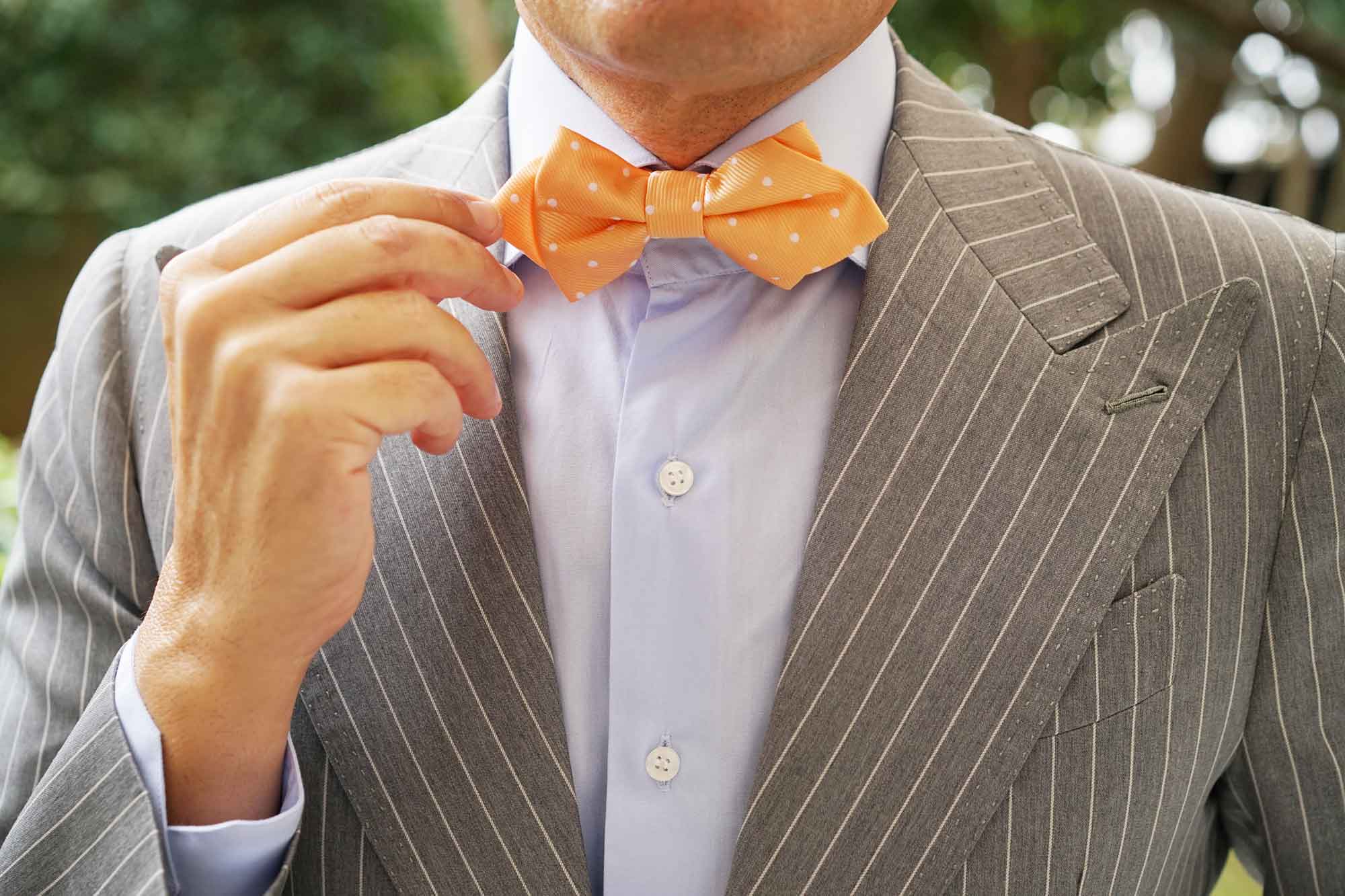 Orange with White Polka Dots Diamond Bow Tie