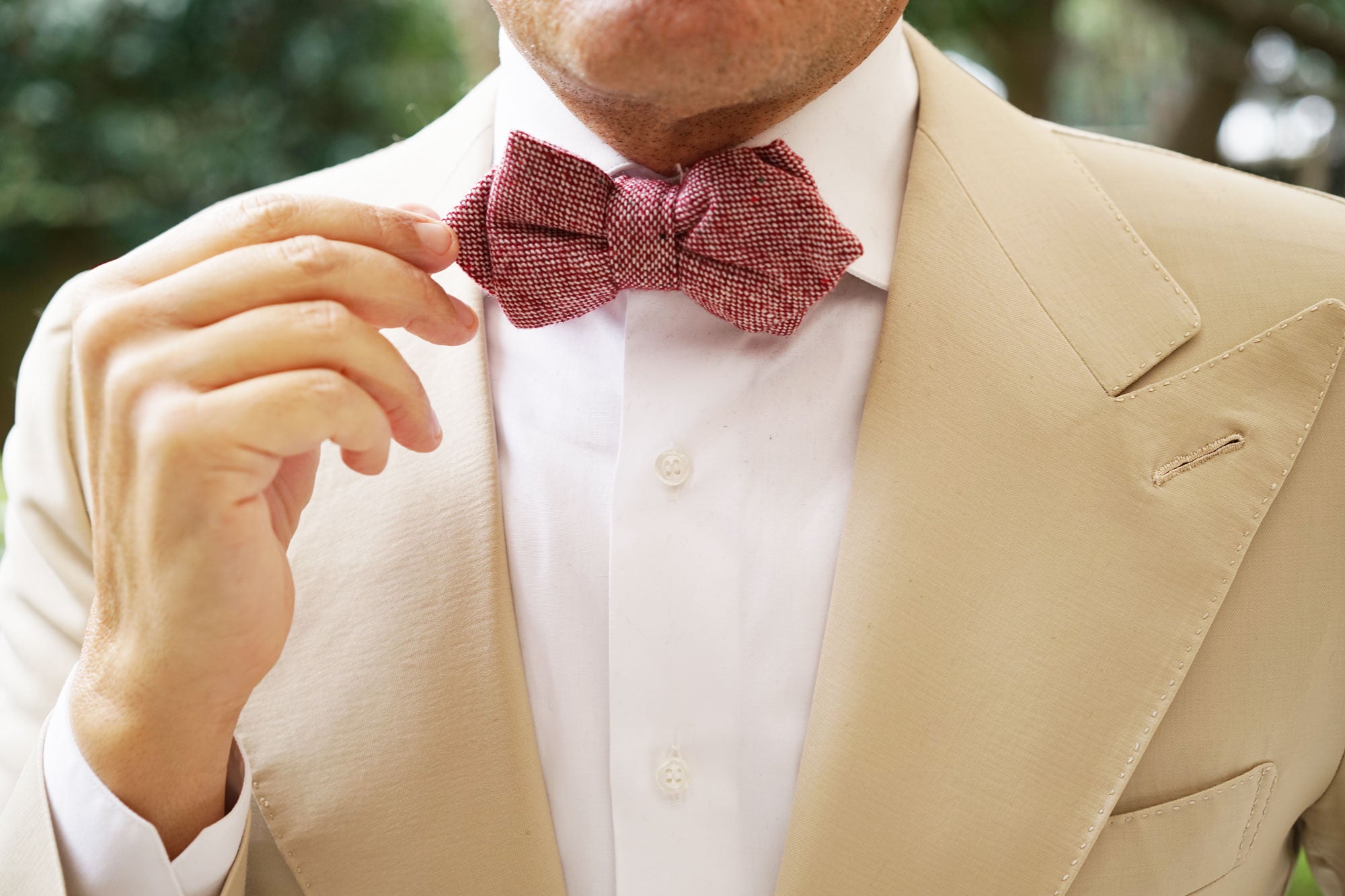 Burgundy Sharkskin Diamond Bow Tie