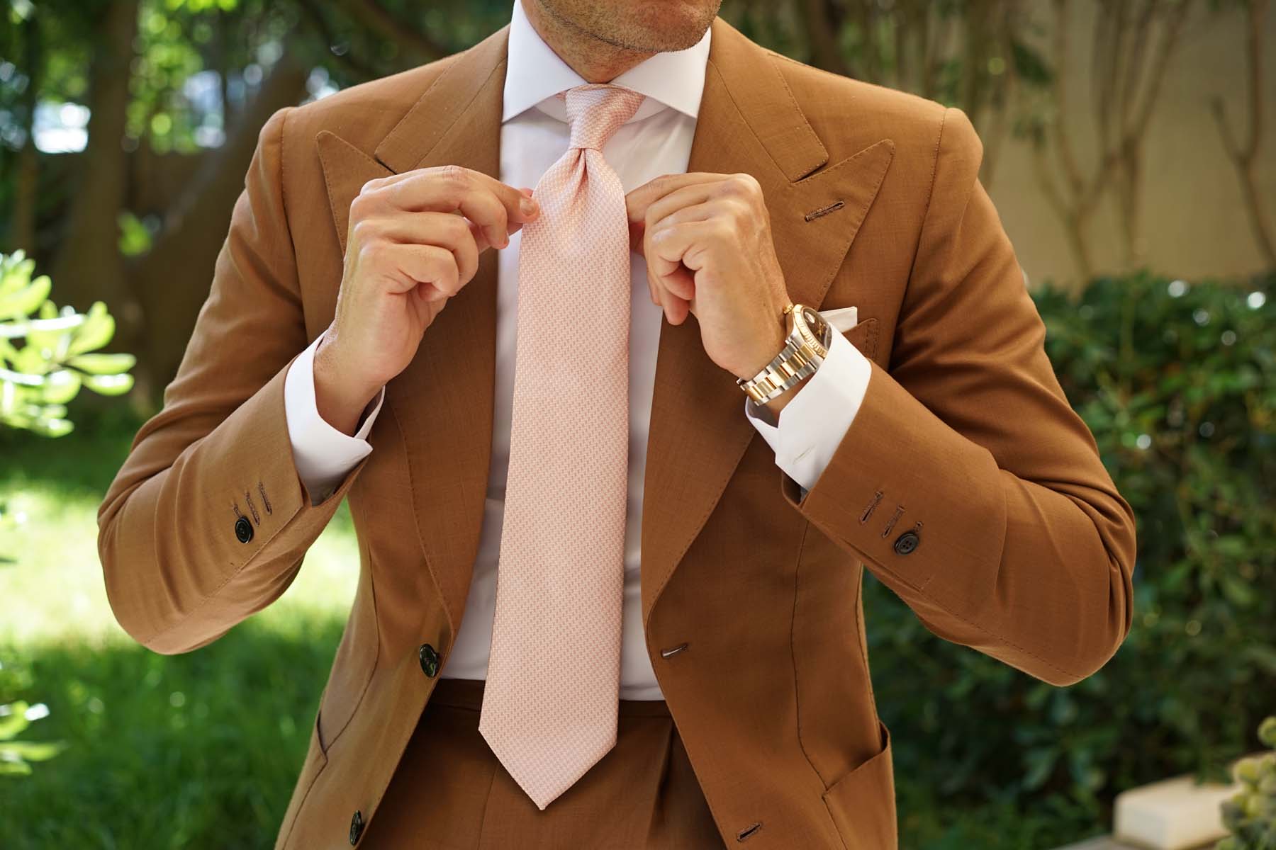 Blush Pink Houndstooth Necktie