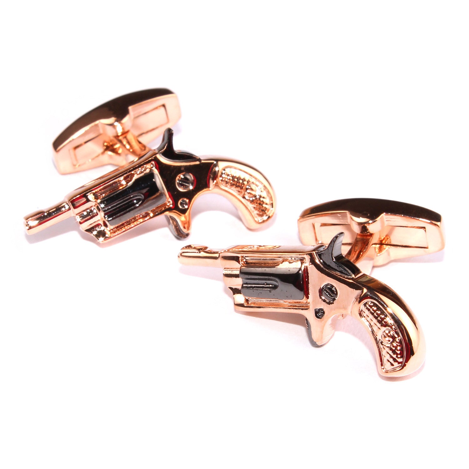 Rose Gold Revolver Gun Cufflinks