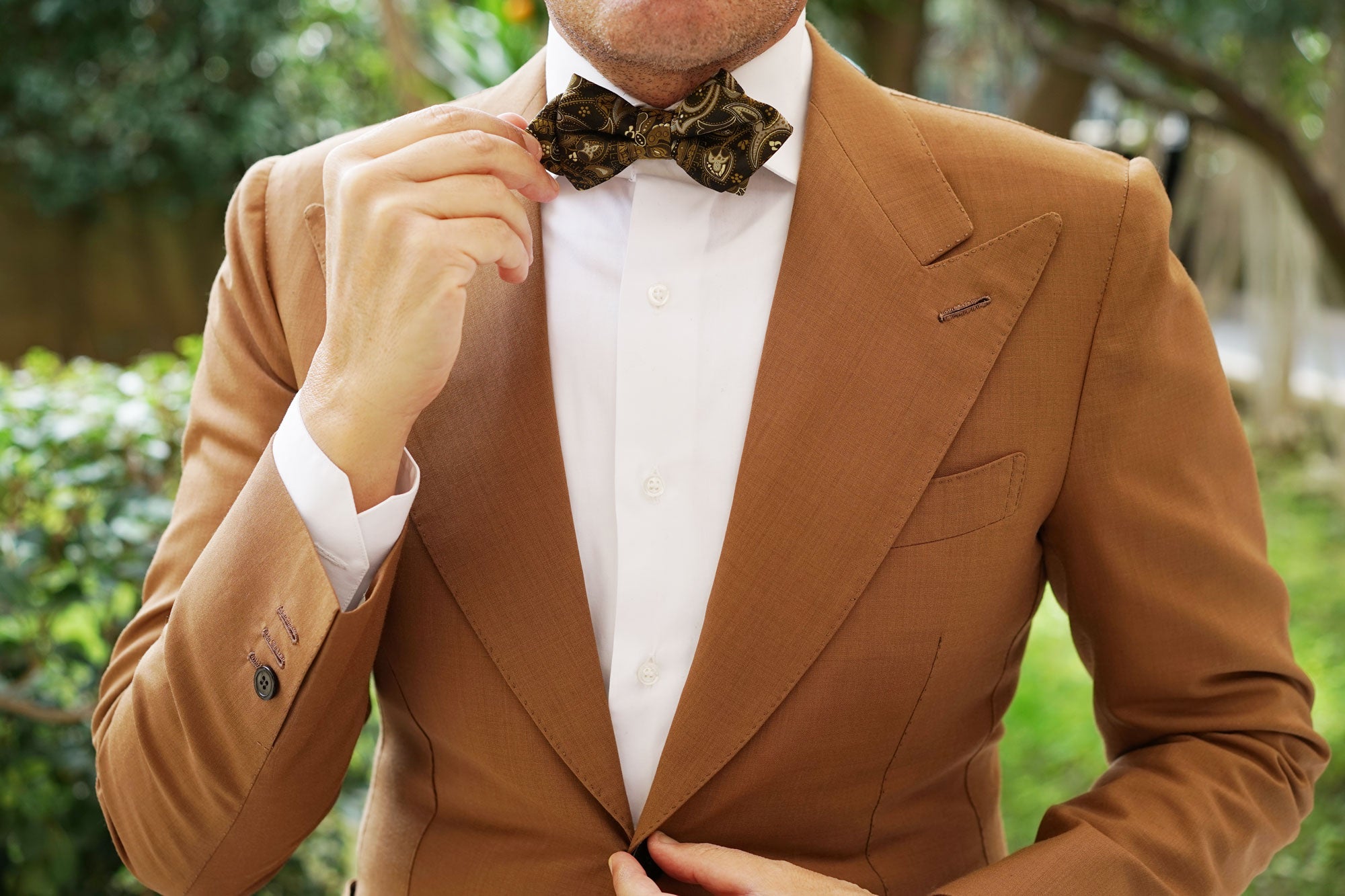 Persian Paisley Brown Diamond Bow Tie