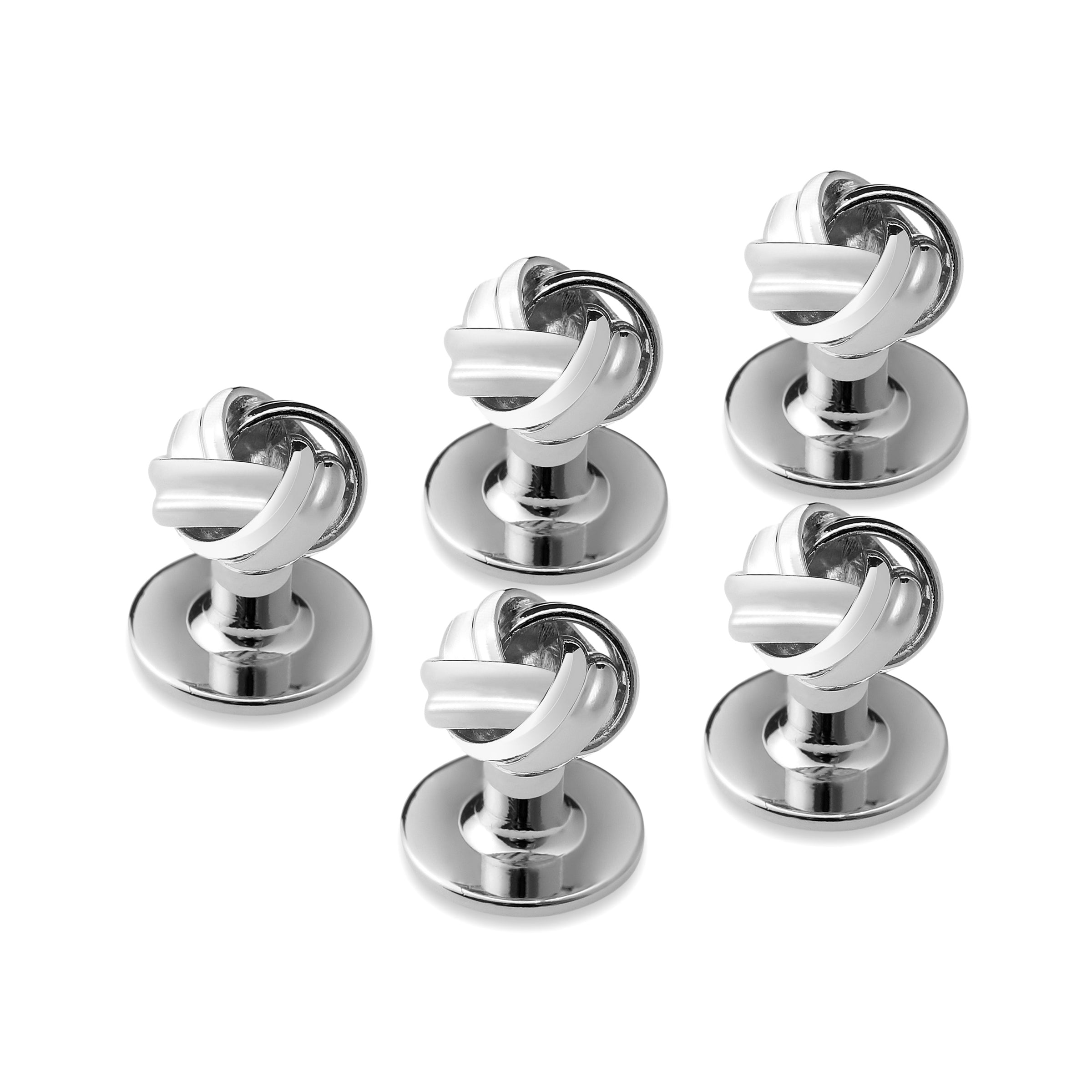 Silver Elegance Knot Tuxedo Shirt Studs