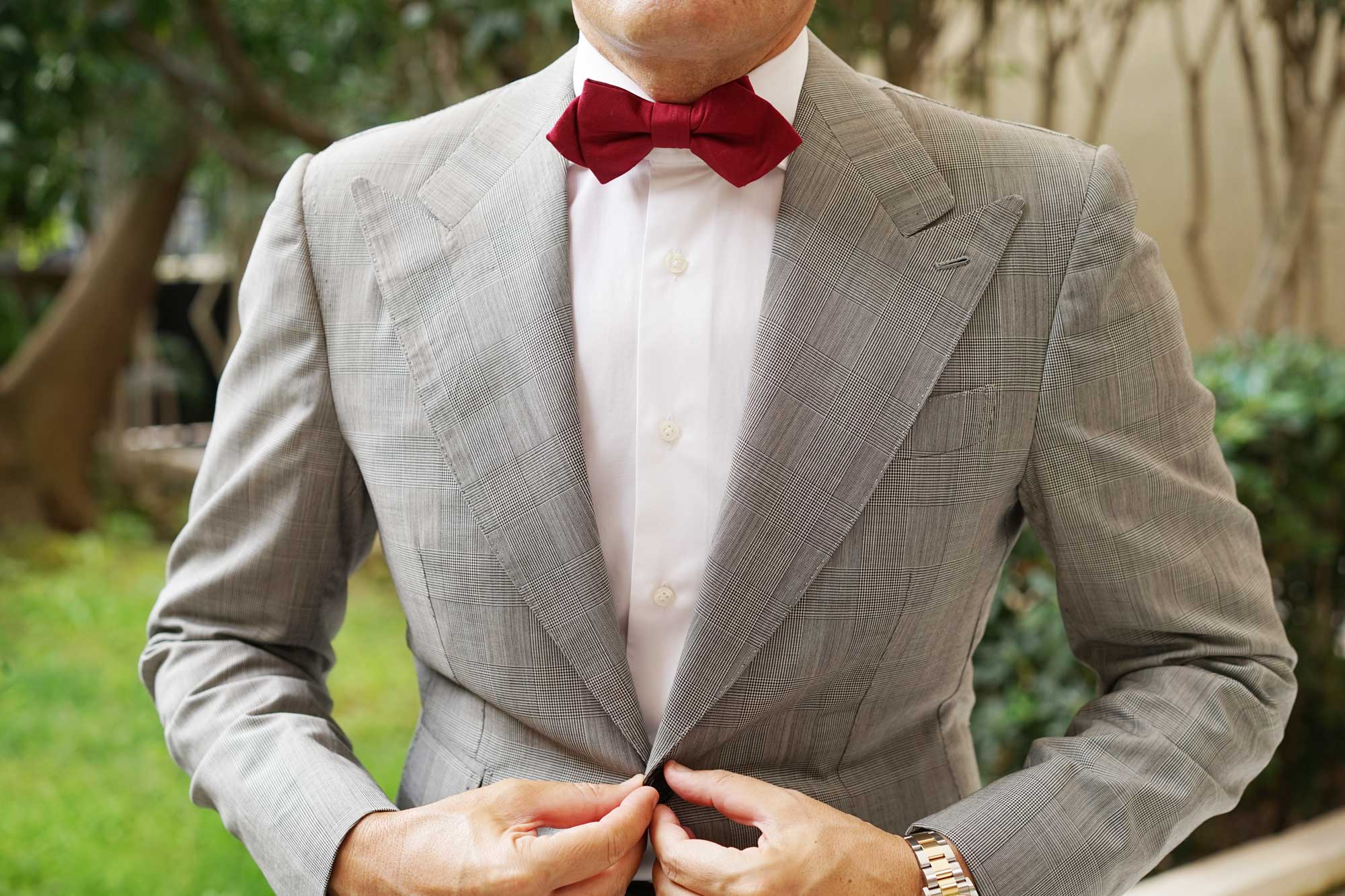 Maroon Cotton Diamond Bow Tie