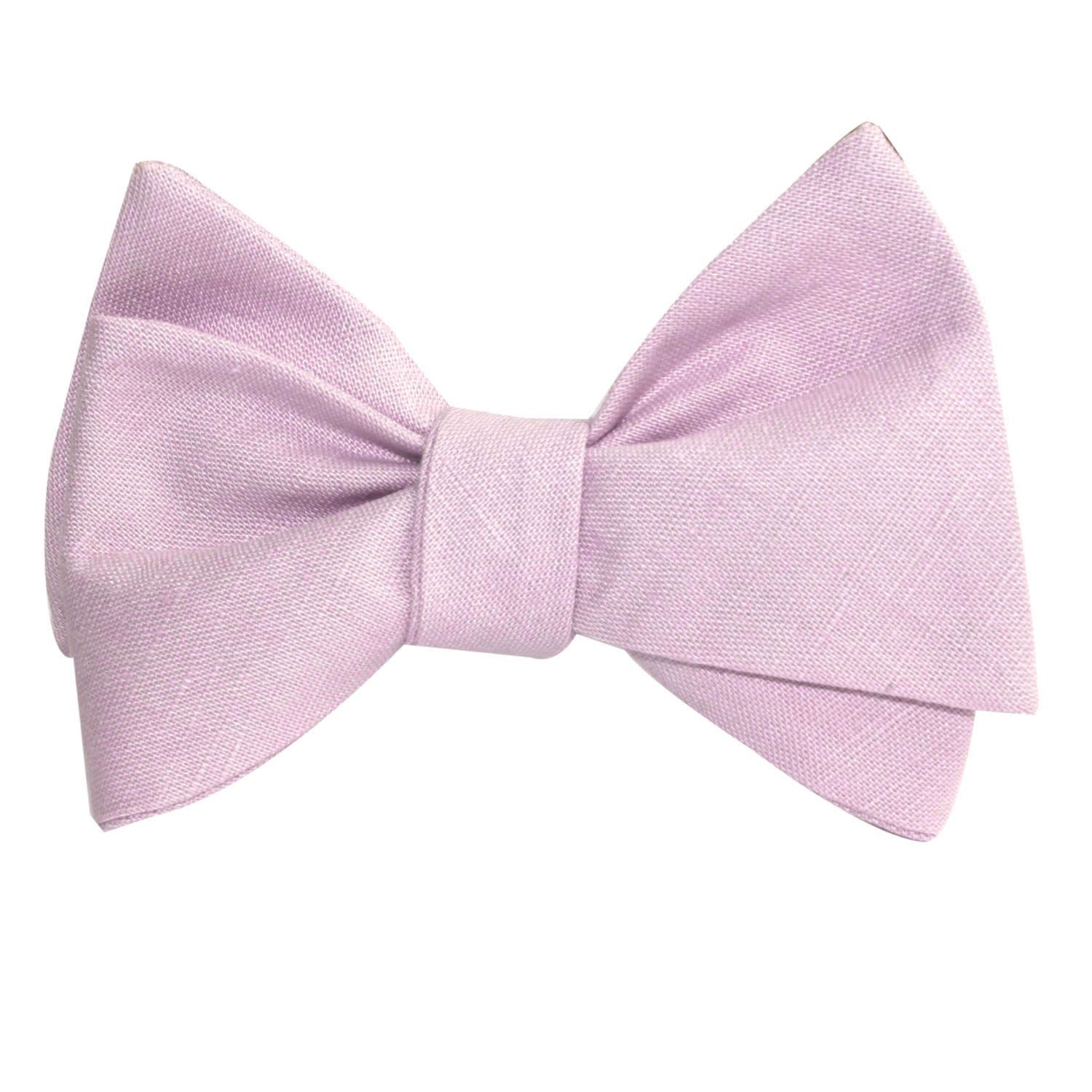 Purple Lilac Lavender Slub Linen Self Tie Bow Tie