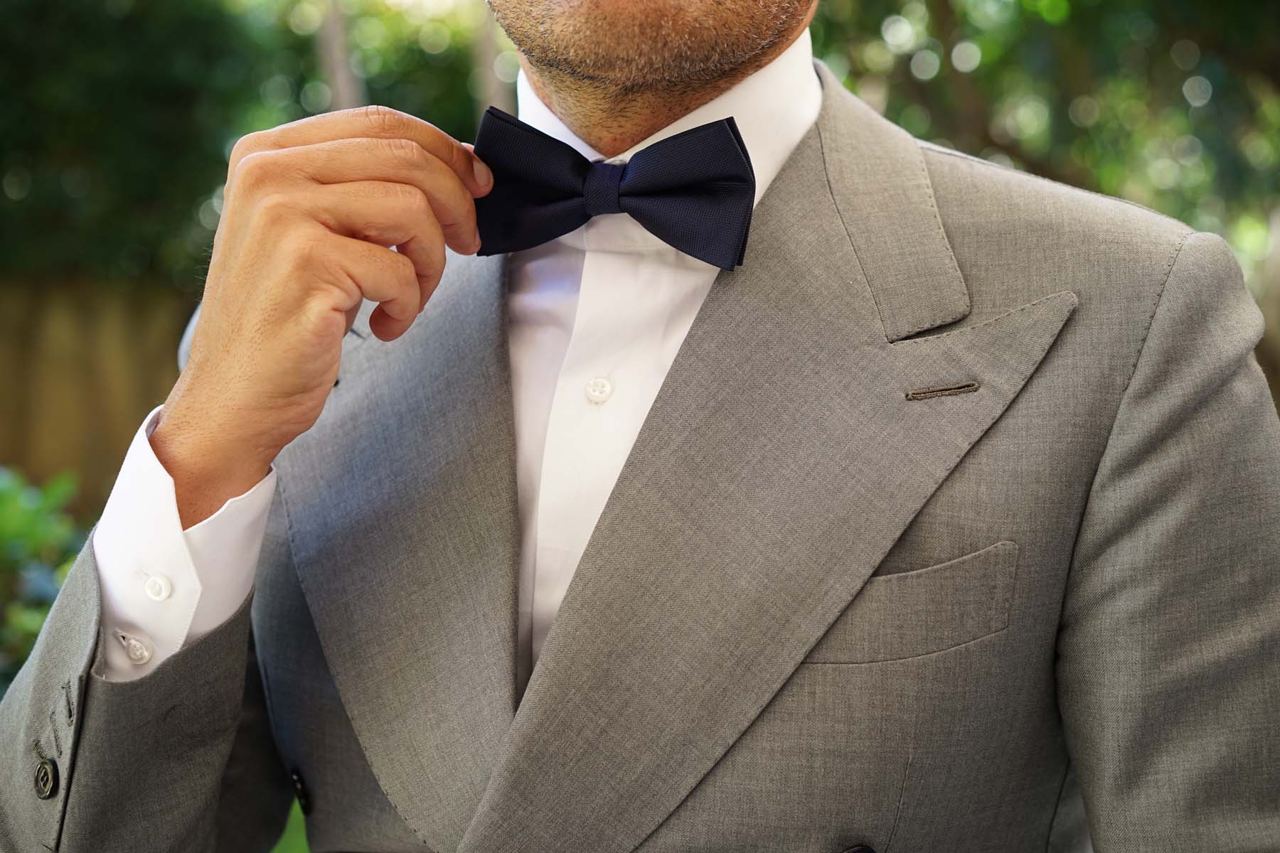 Nude Navy Blue Bow Tie