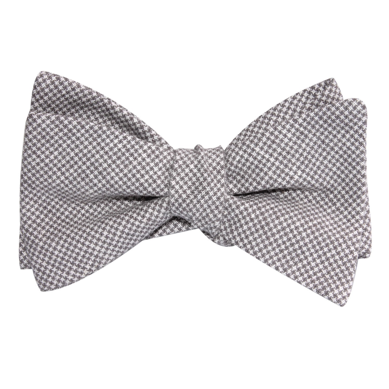 Light Grey Houndstooth Linen Self Tie Bow Tie