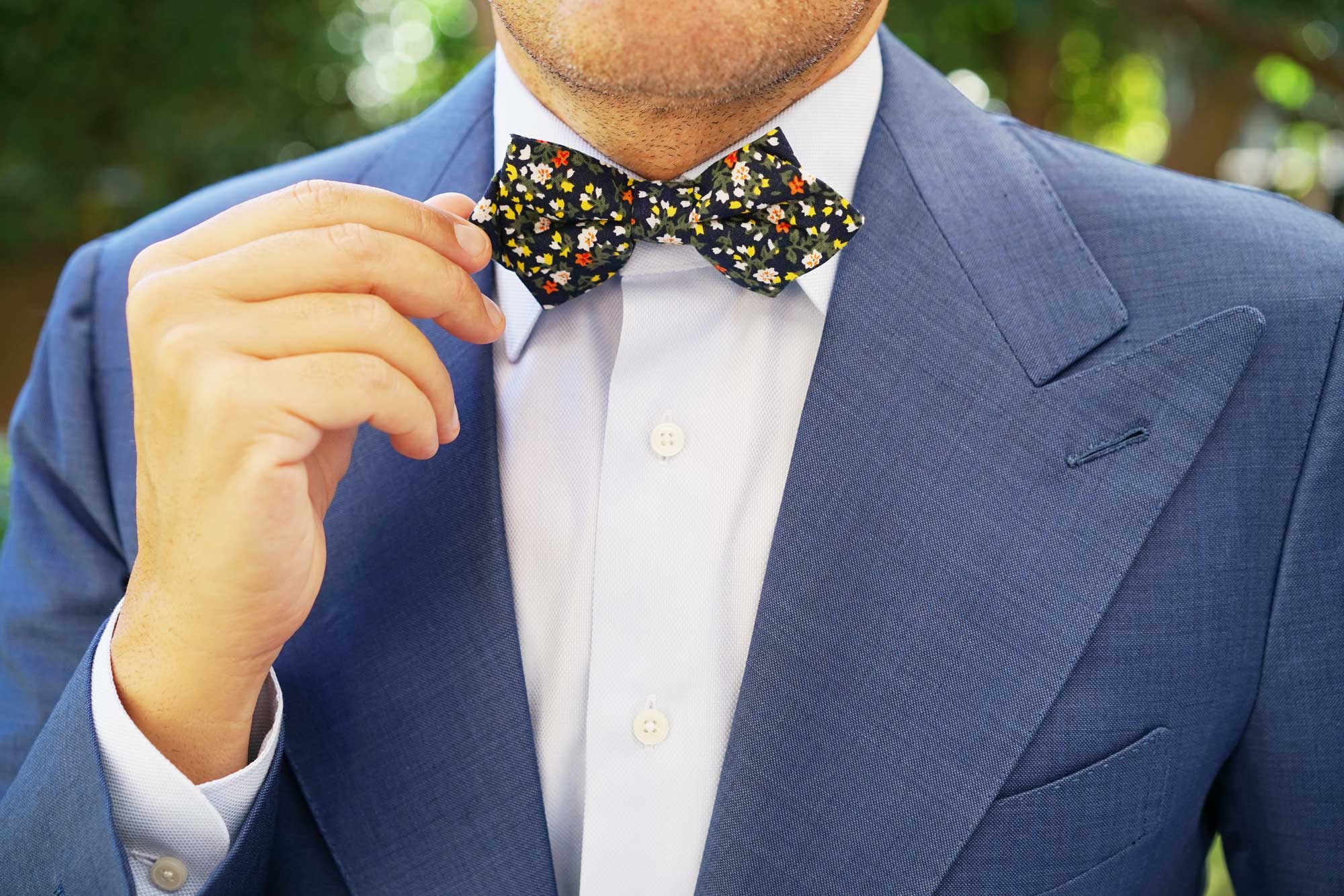 Anemone Floral Diamond Bow Tie