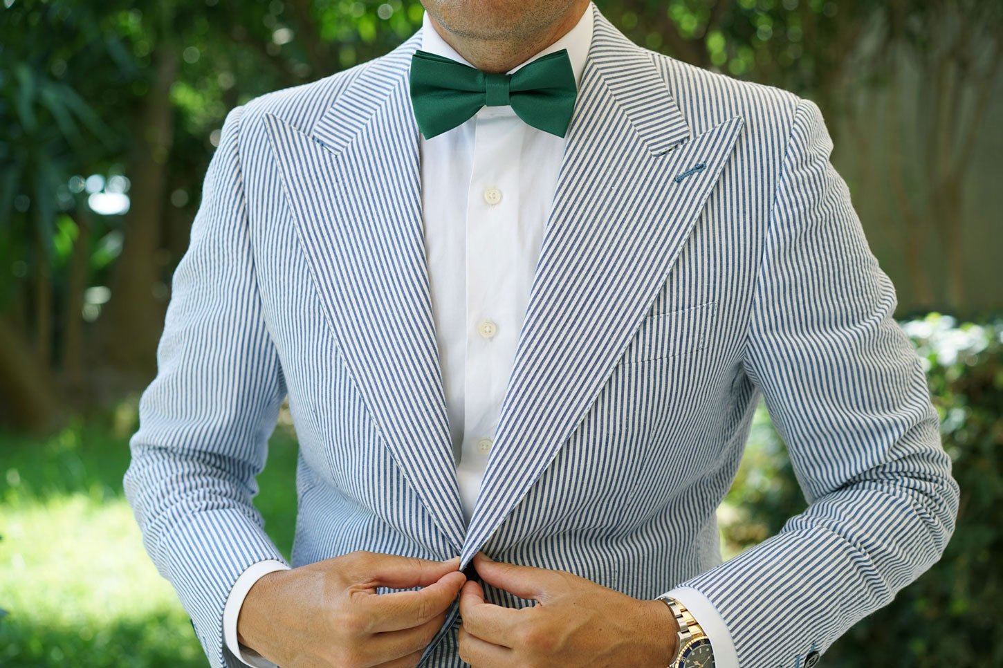 Juniper Green Satin Bow Tie