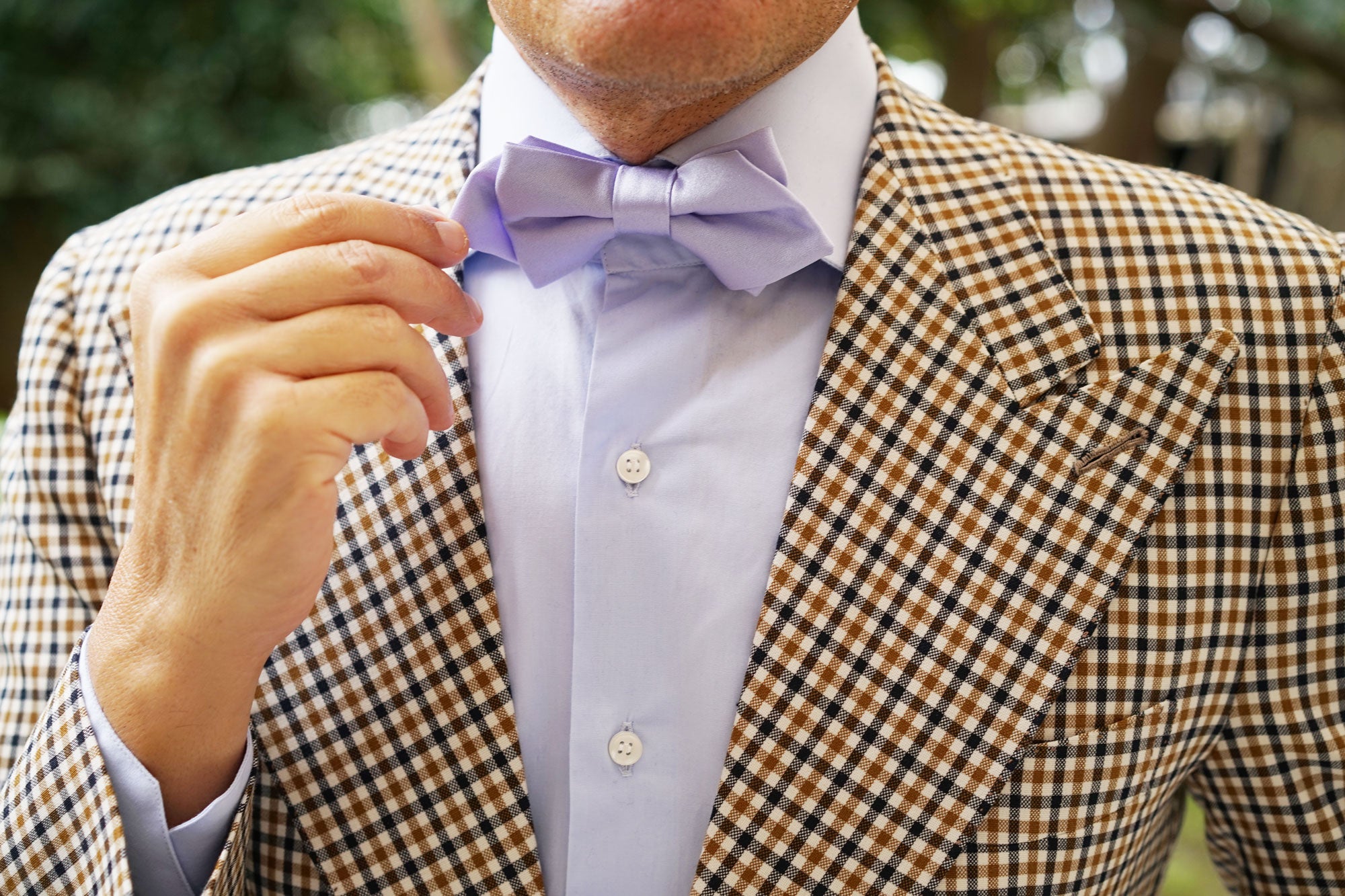 Lavender Purple Satin Diamond Bow Tie