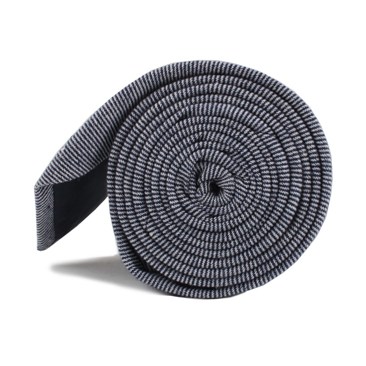 Navy Blue & White Twill Stripe Linen Skinny Tie