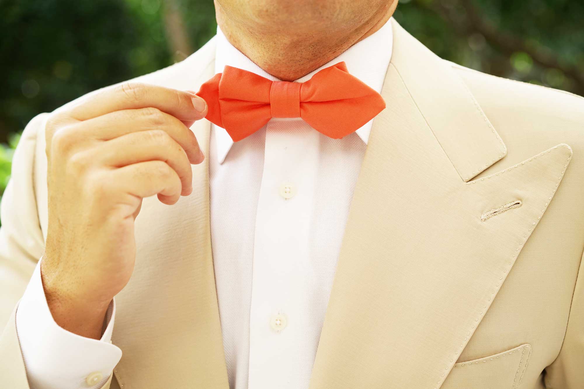 Coral Pink Cotton Diamond Bow Tie