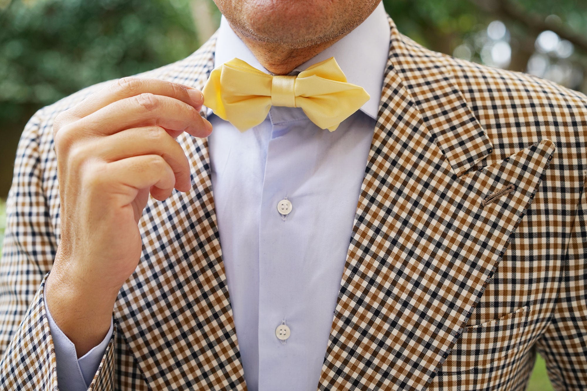 Light Yellow Satin Diamond Bow Tie