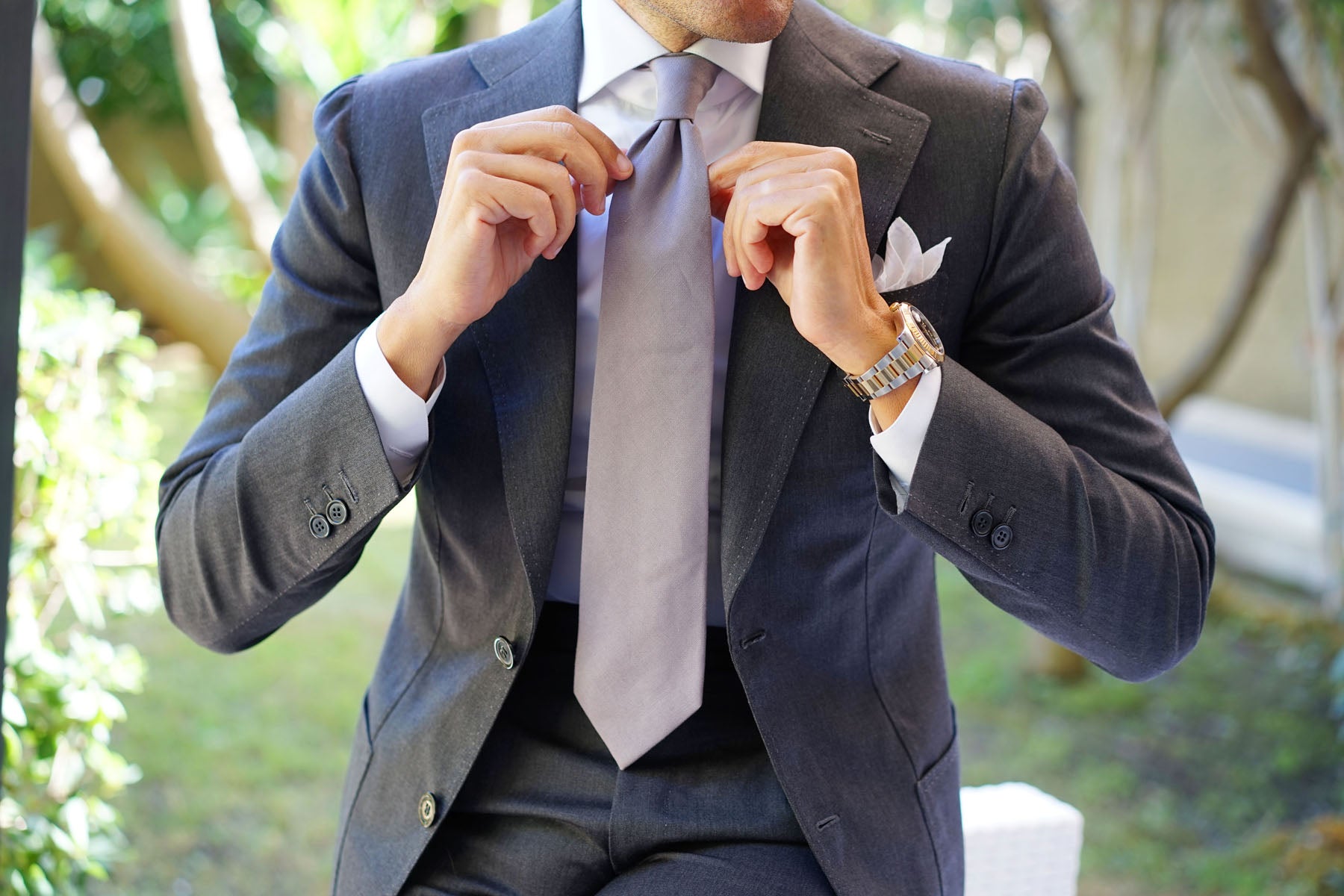 Grey Slub Linen Necktie