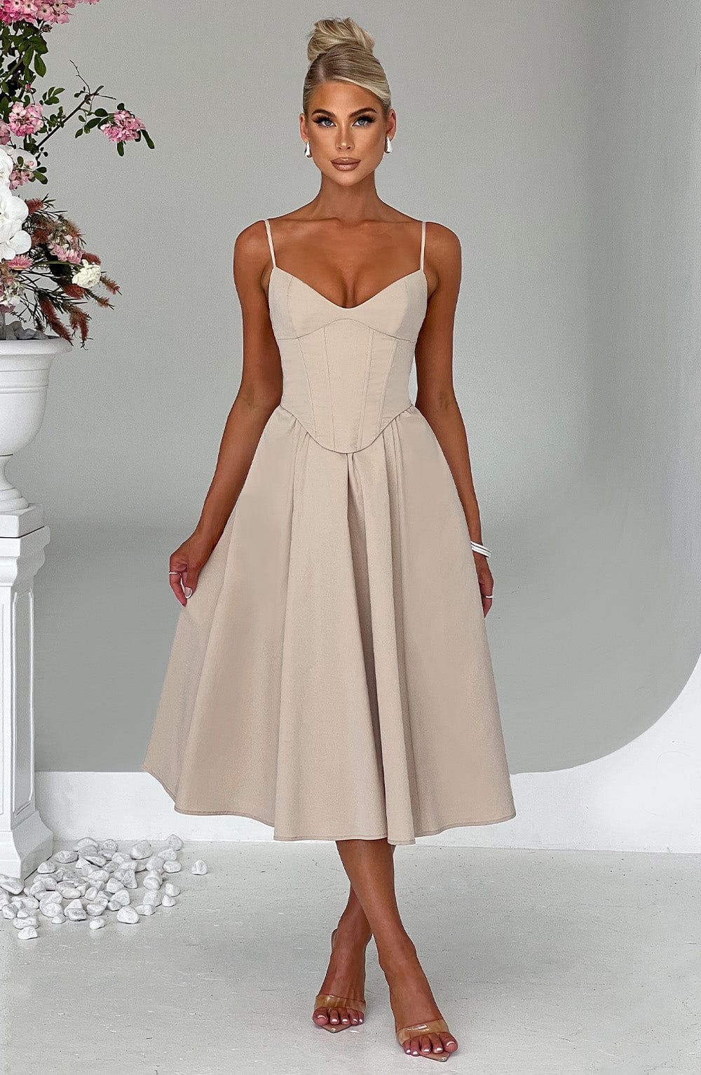 Mariella Midi Dress - Beige