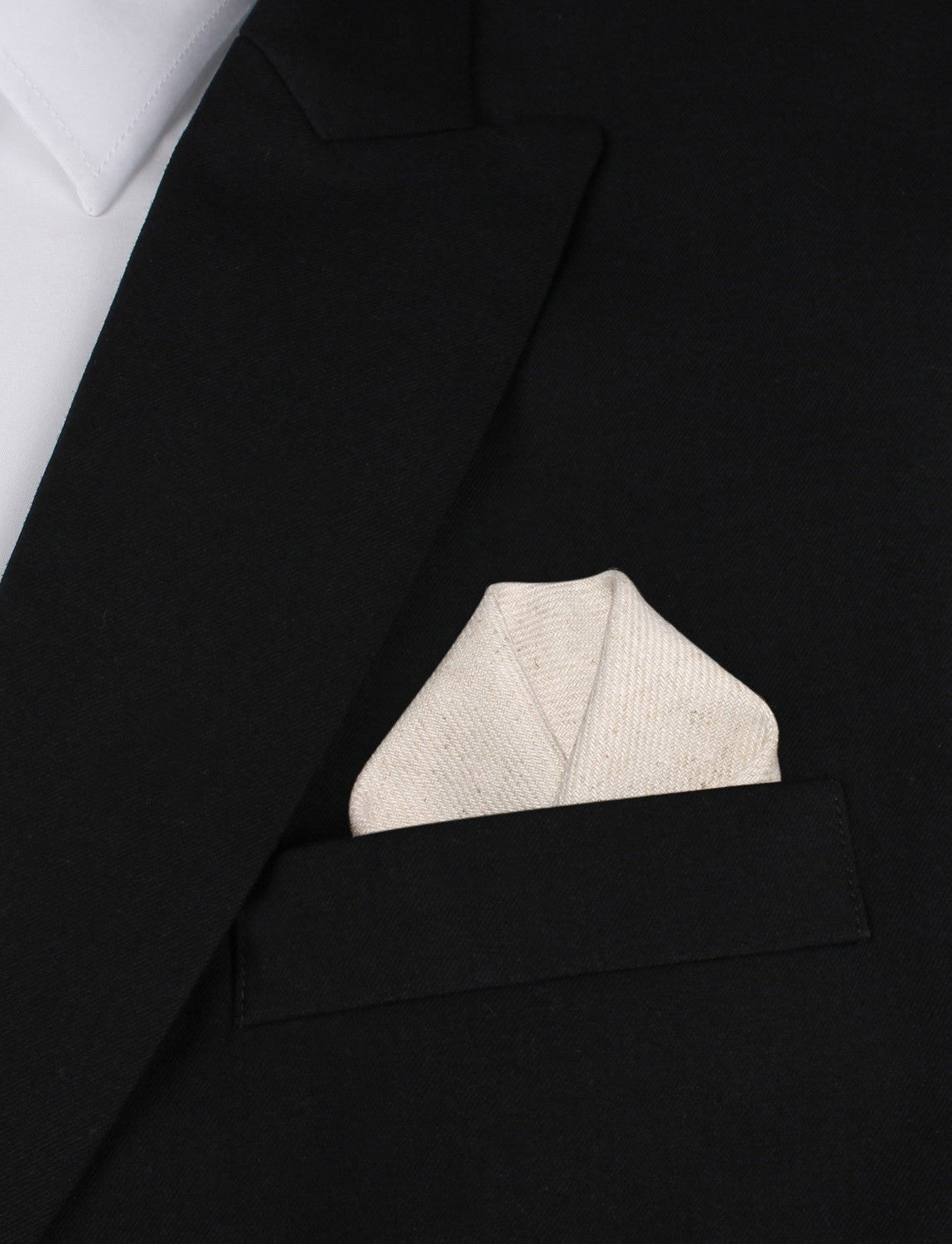 Khaki Twill Stripe Linen Pocket Square