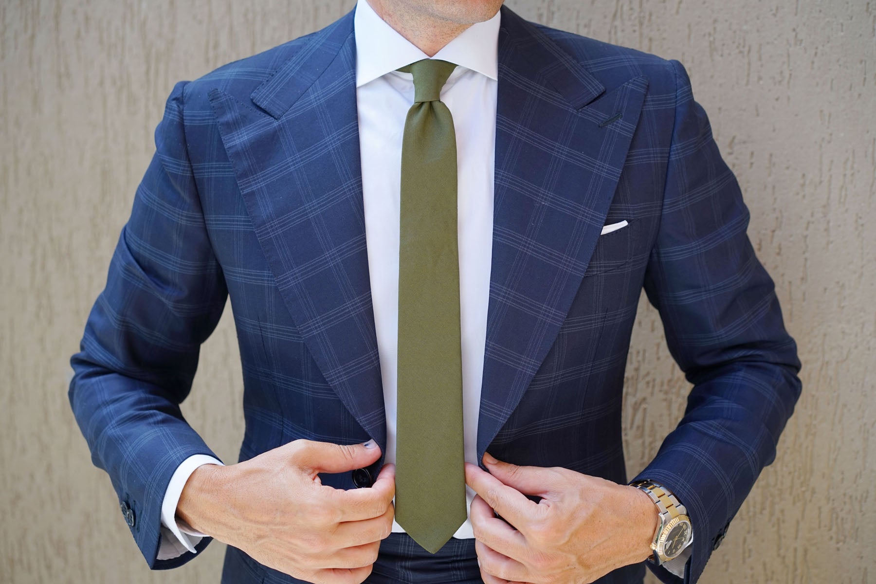 Army Green Cotton Skinny Tie