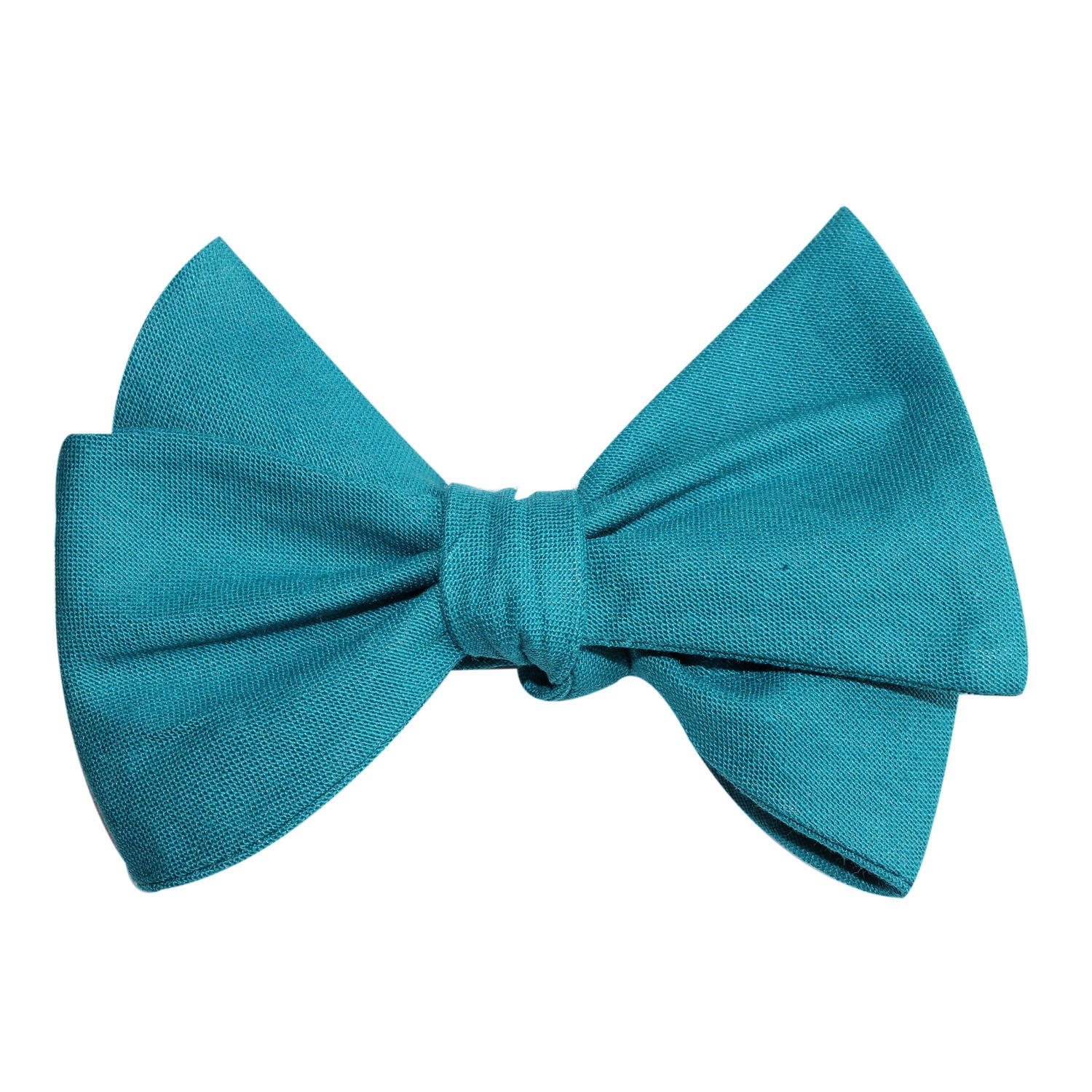 Teal Slub Linen Self Tie Bow Tie