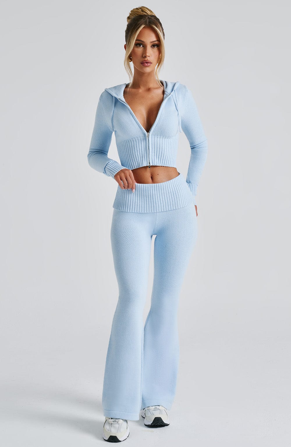 Portia Knit Hoodie - Baby Blue