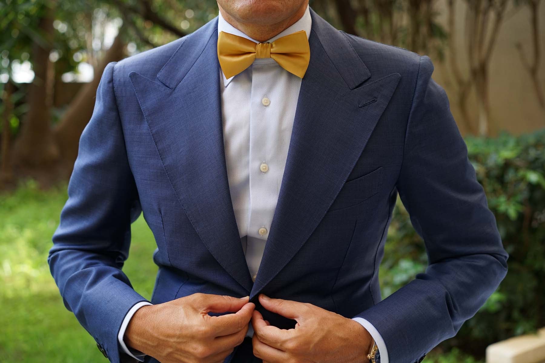 Gold Satin Bow Tie