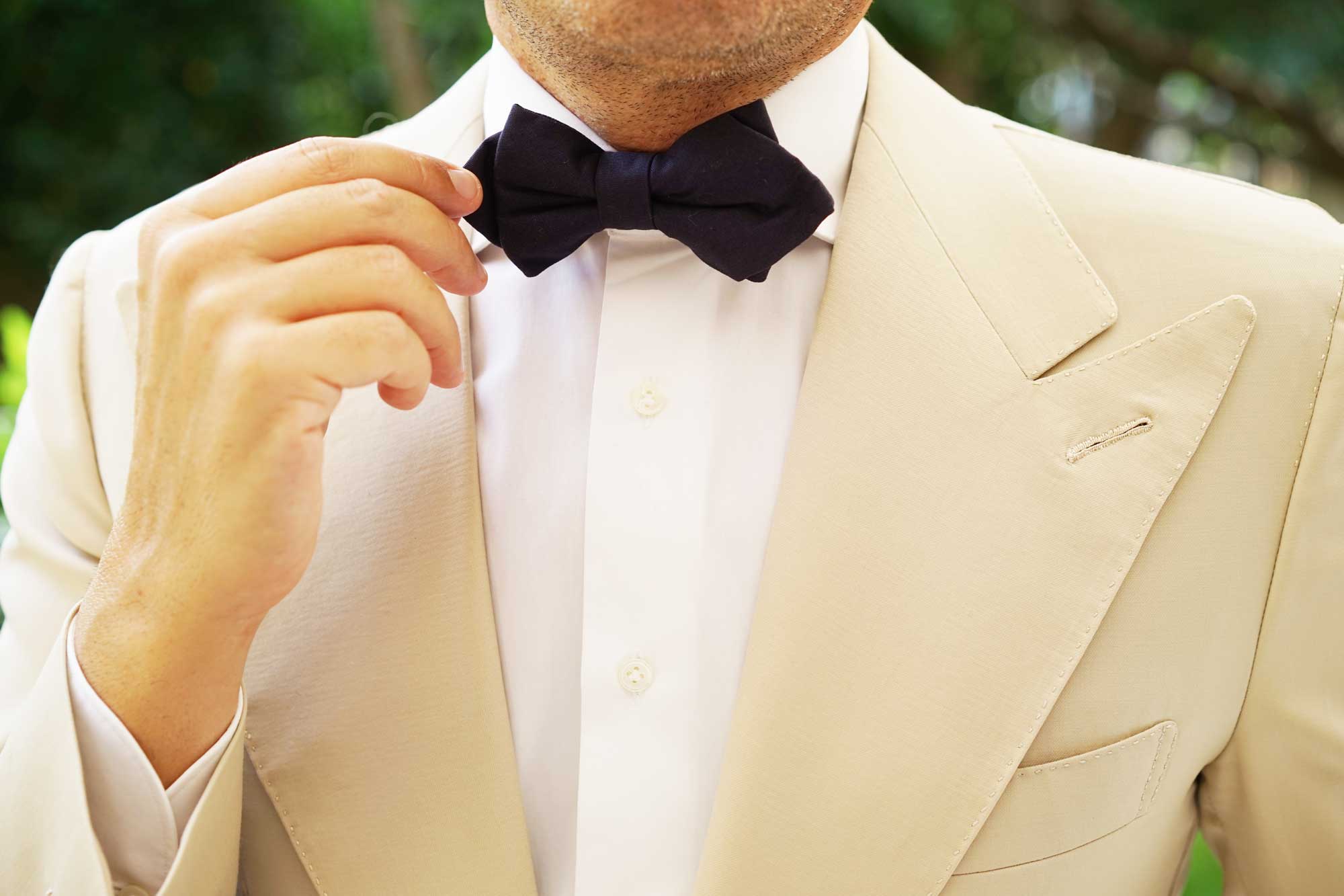 Navy Blue Cotton Diamond Bow Tie