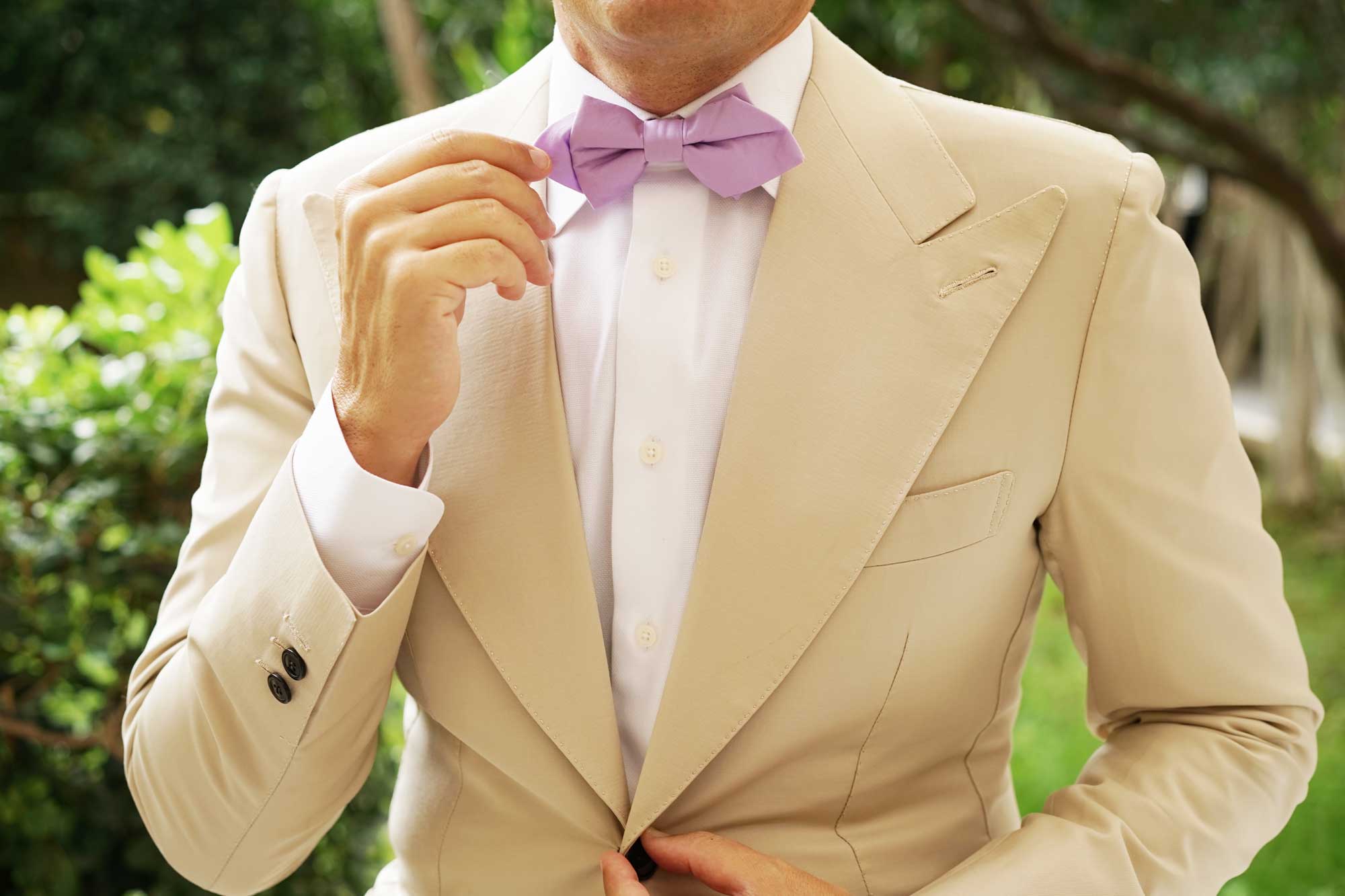 Lilac Purple Cotton Diamond Bow Tie