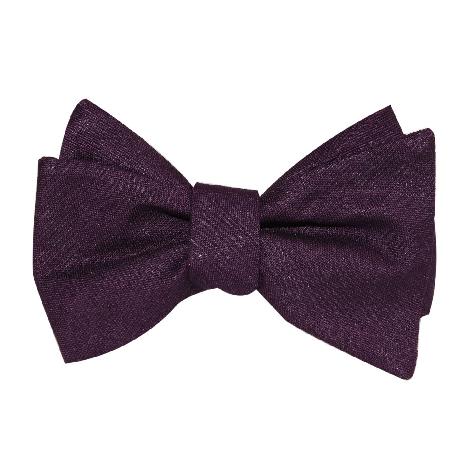 Purple Plum Slub Linen Self Tie Bow Tie