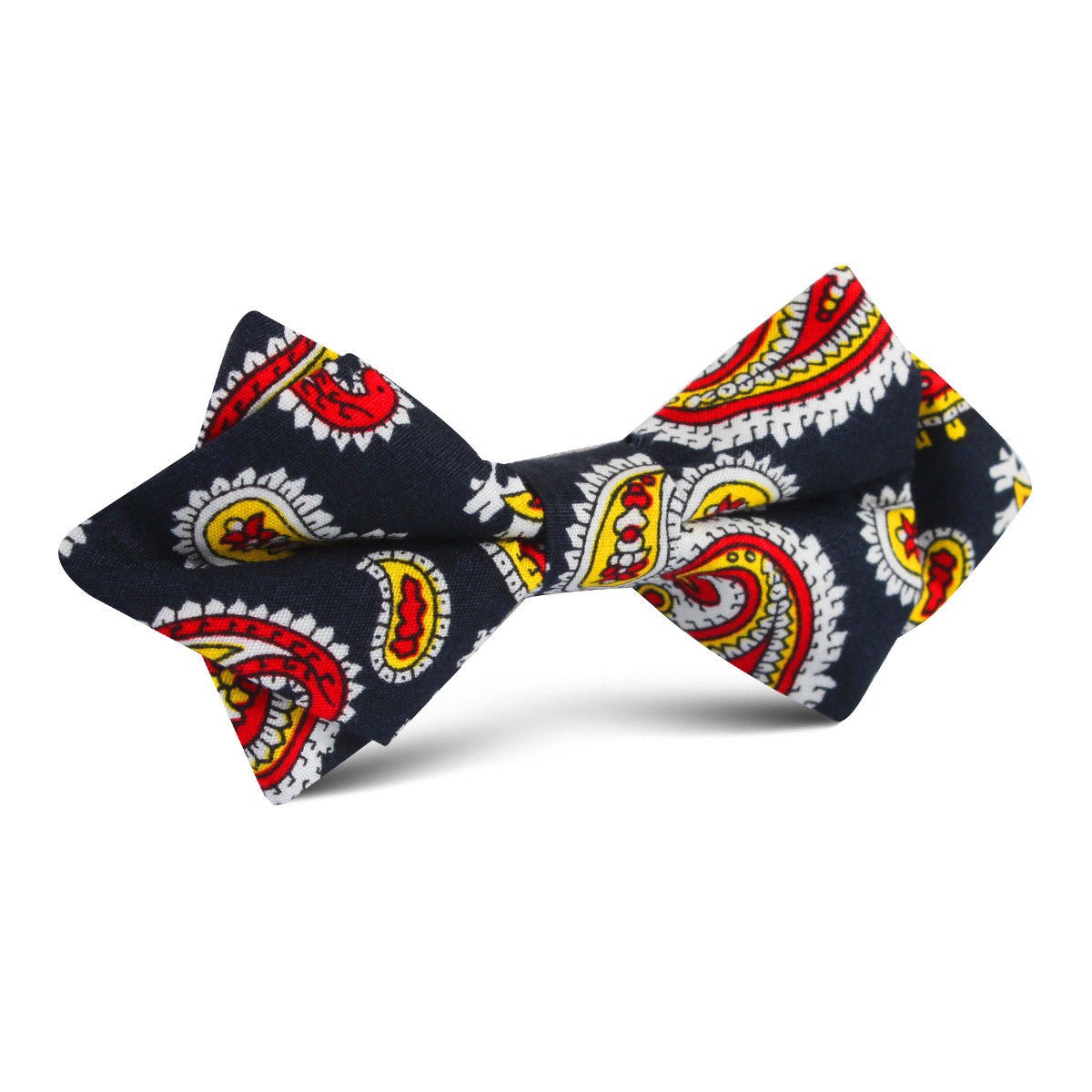 Vulcano Red & Yellow Paisley Diamond Bow Tie