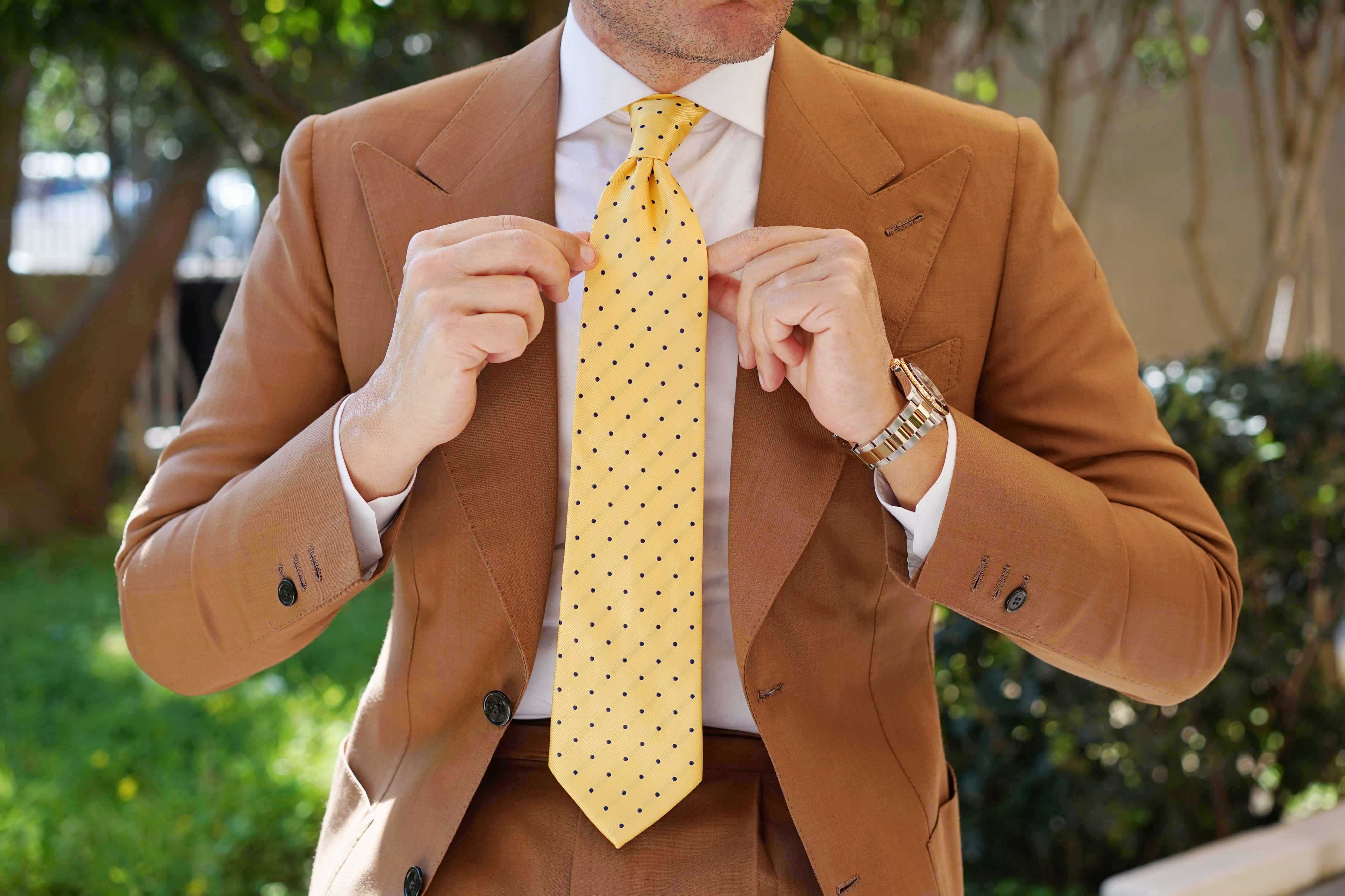 Yellow Tie with Polka Dots