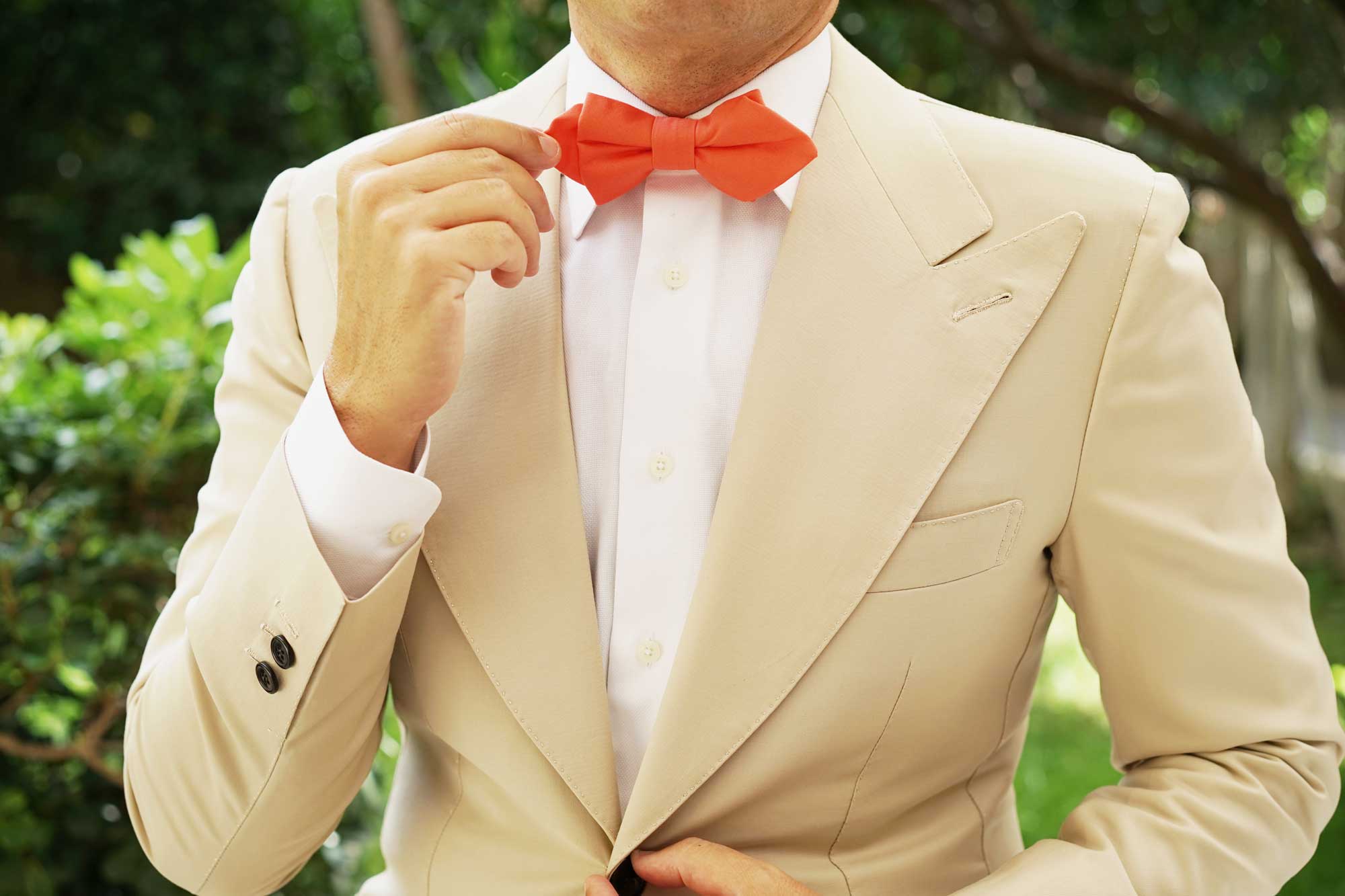 Coral Pink Cotton Diamond Bow Tie