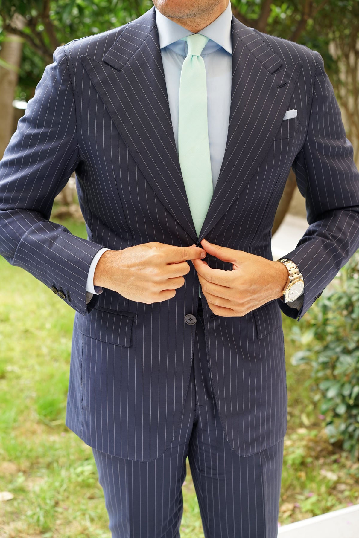 Mint Green Linen Skinny Tie