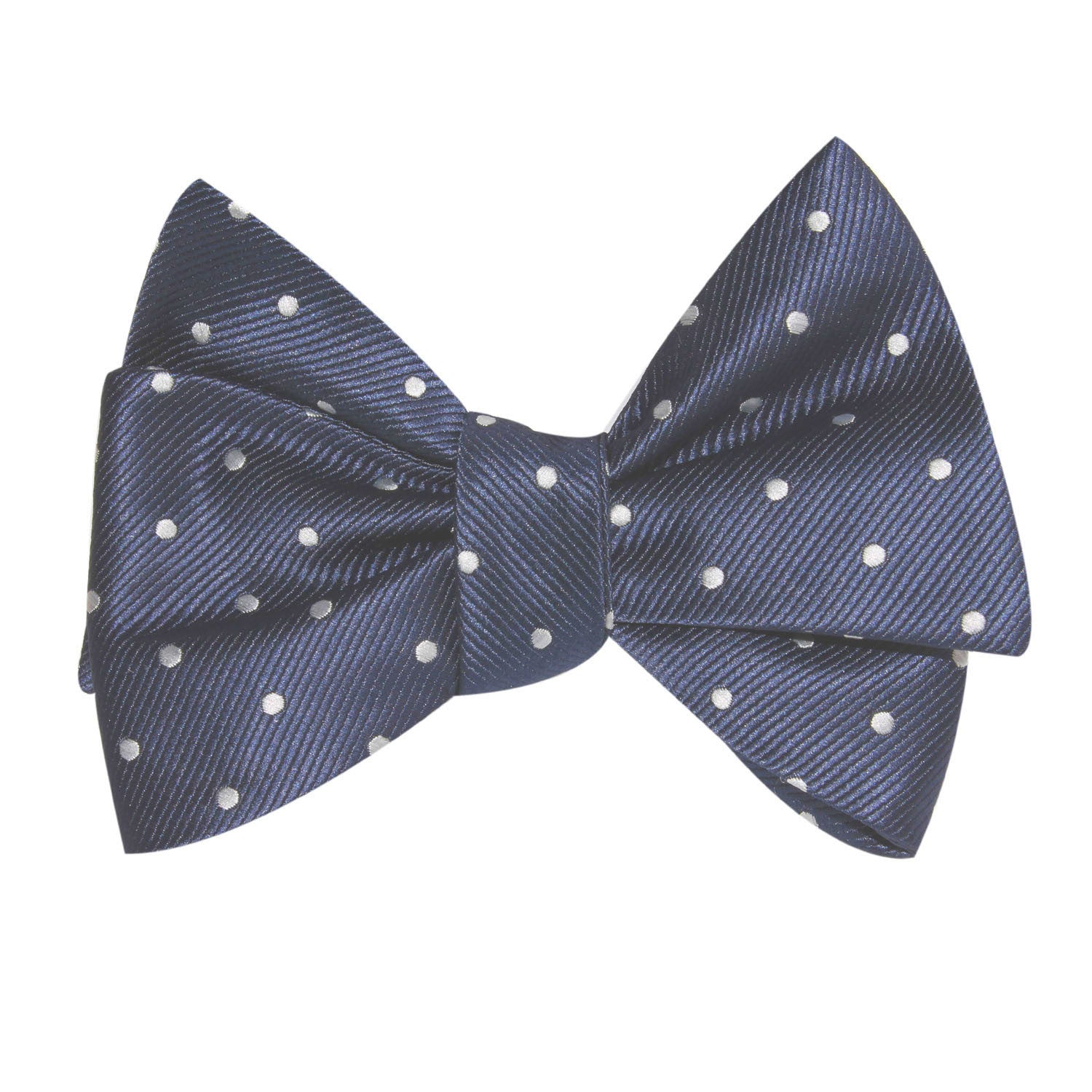 Dark Midnight Blue with White Polka Dots Self Tie Bow Tie