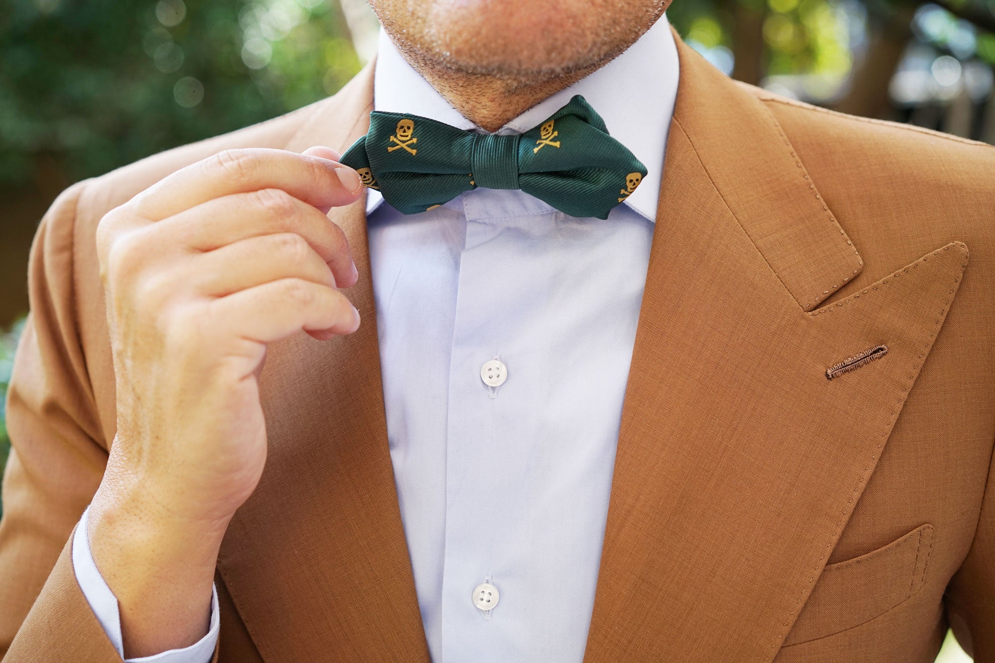 Skull & Crossbones Green Diamond Bow Tie