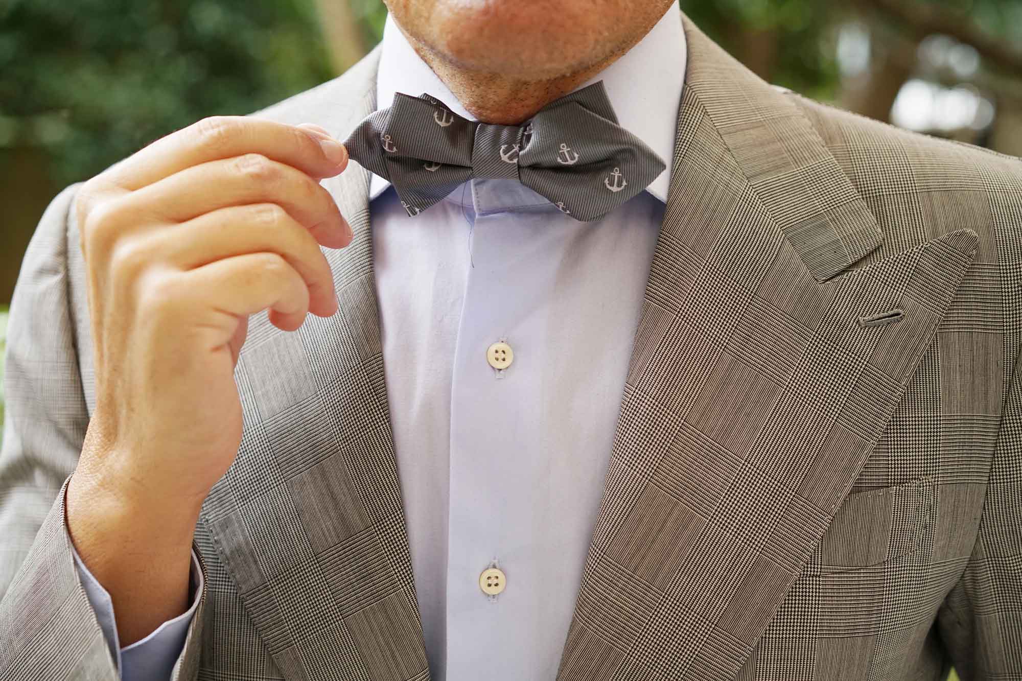 The OTAA Charcoal Grey Anchor Diamond Bow Tie