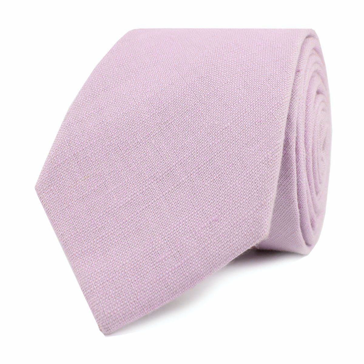 Purple Lilac Lavender Slub Linen Skinny Tie