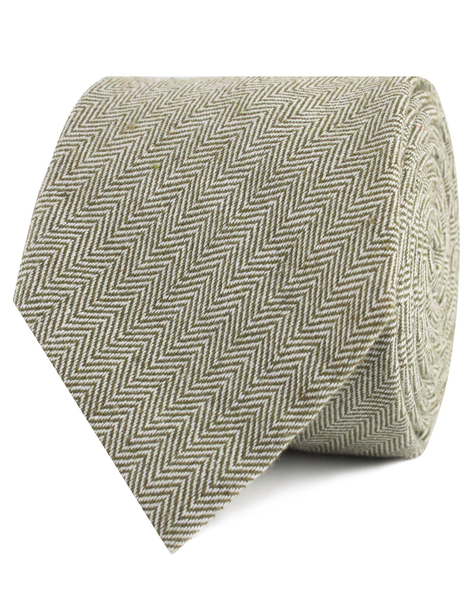 Laurel Green Herringbone Linen Tie