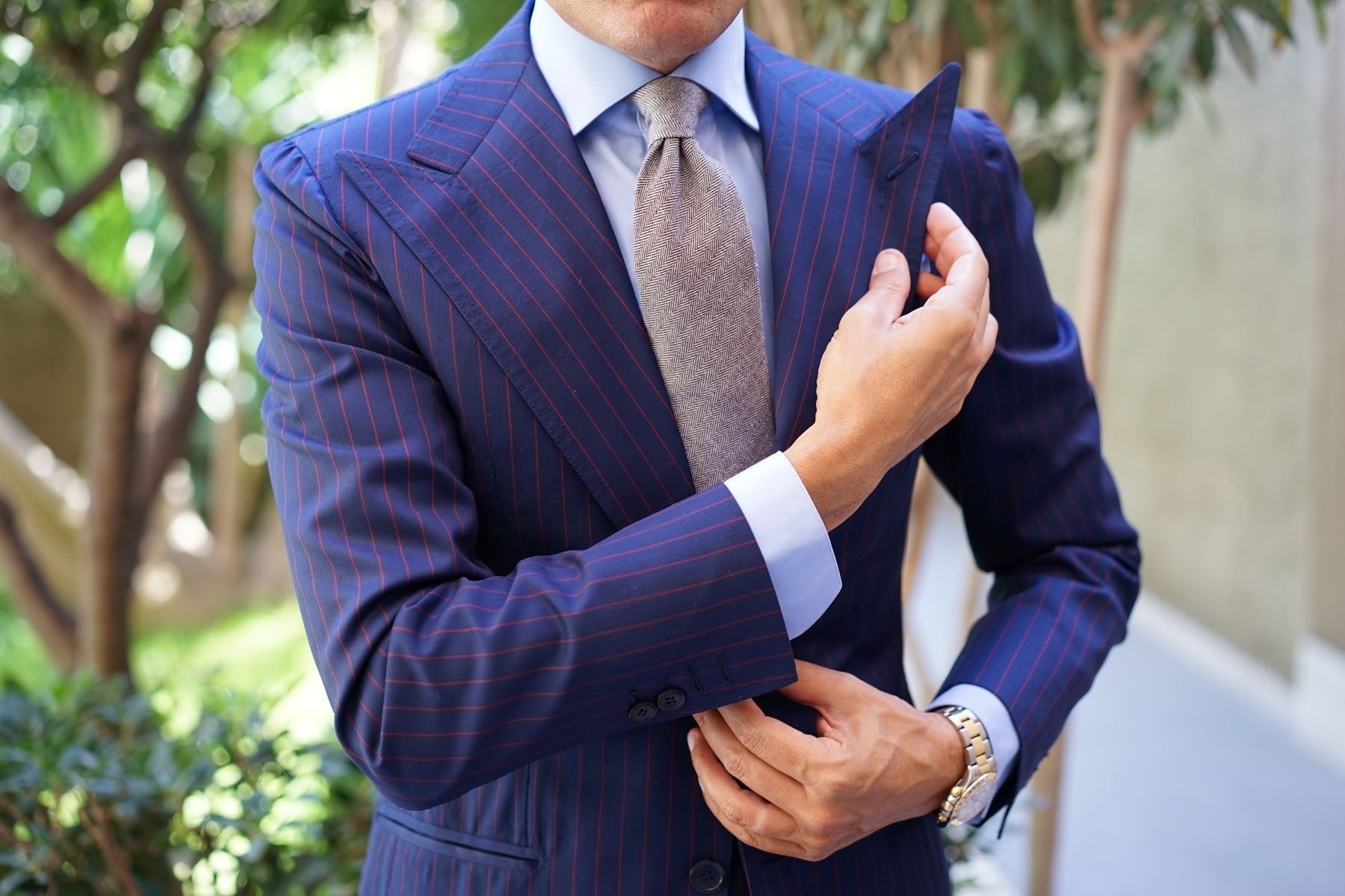 Brown Herringbone Linen Necktie