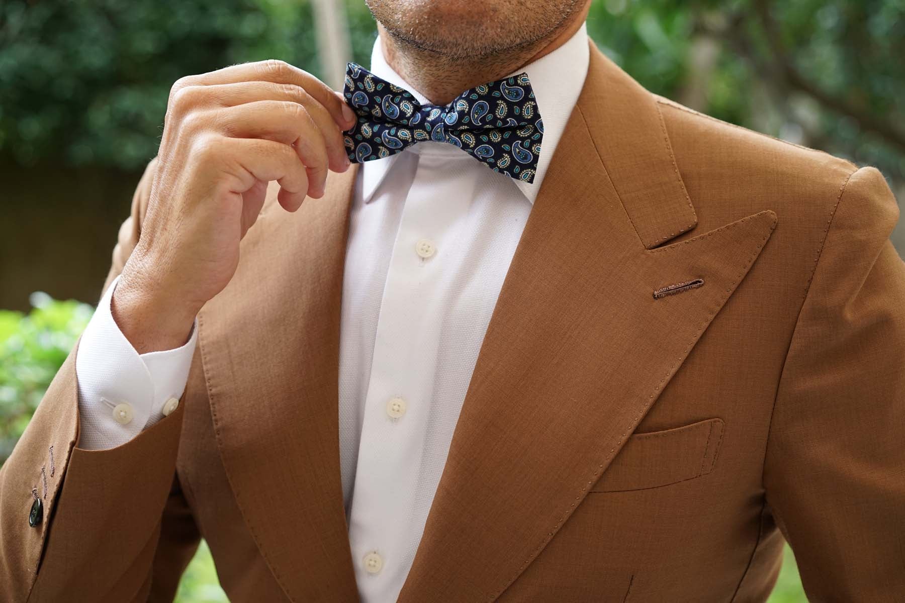 Beirut Blue Paisley Bow Tie