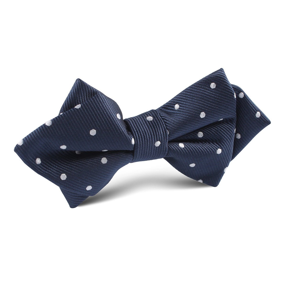 Dark Midnight Blue with White Polka Dots Diamond Bow Tie