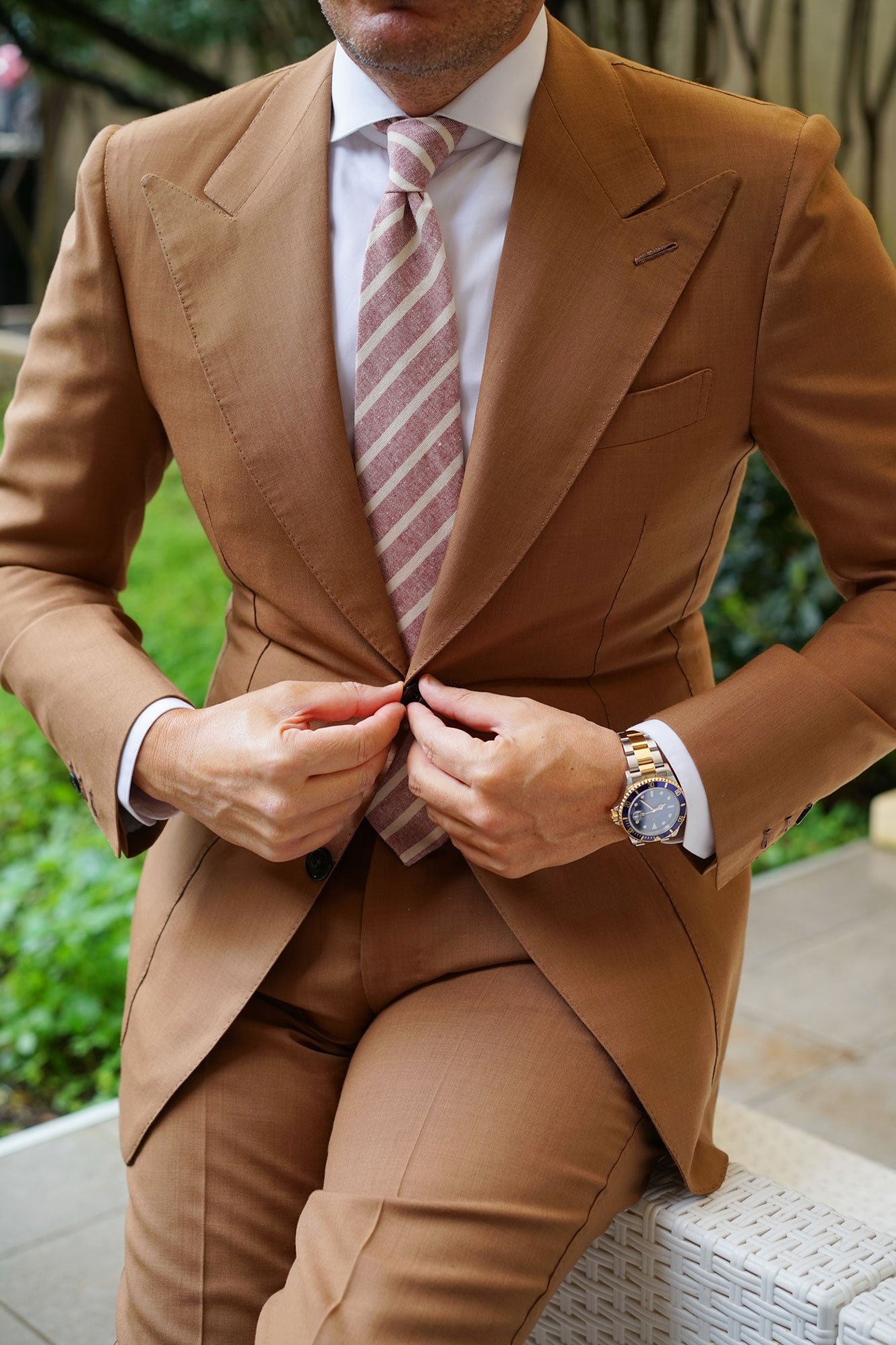 Turkish Delight Red Stripe Linen Tie