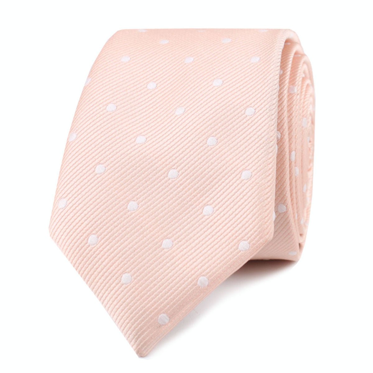 Peach with White Polka Dots Skinny Tie