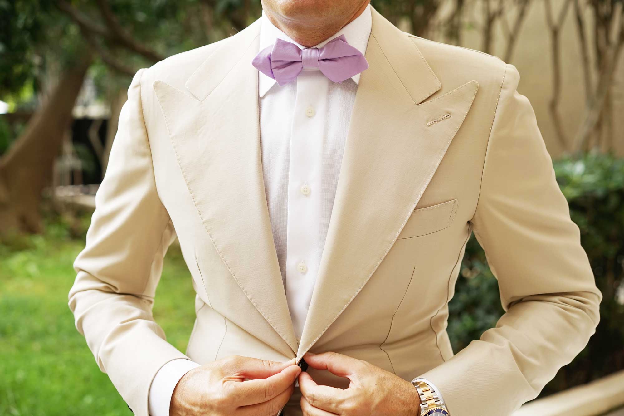 Lilac Purple Cotton Diamond Bow Tie