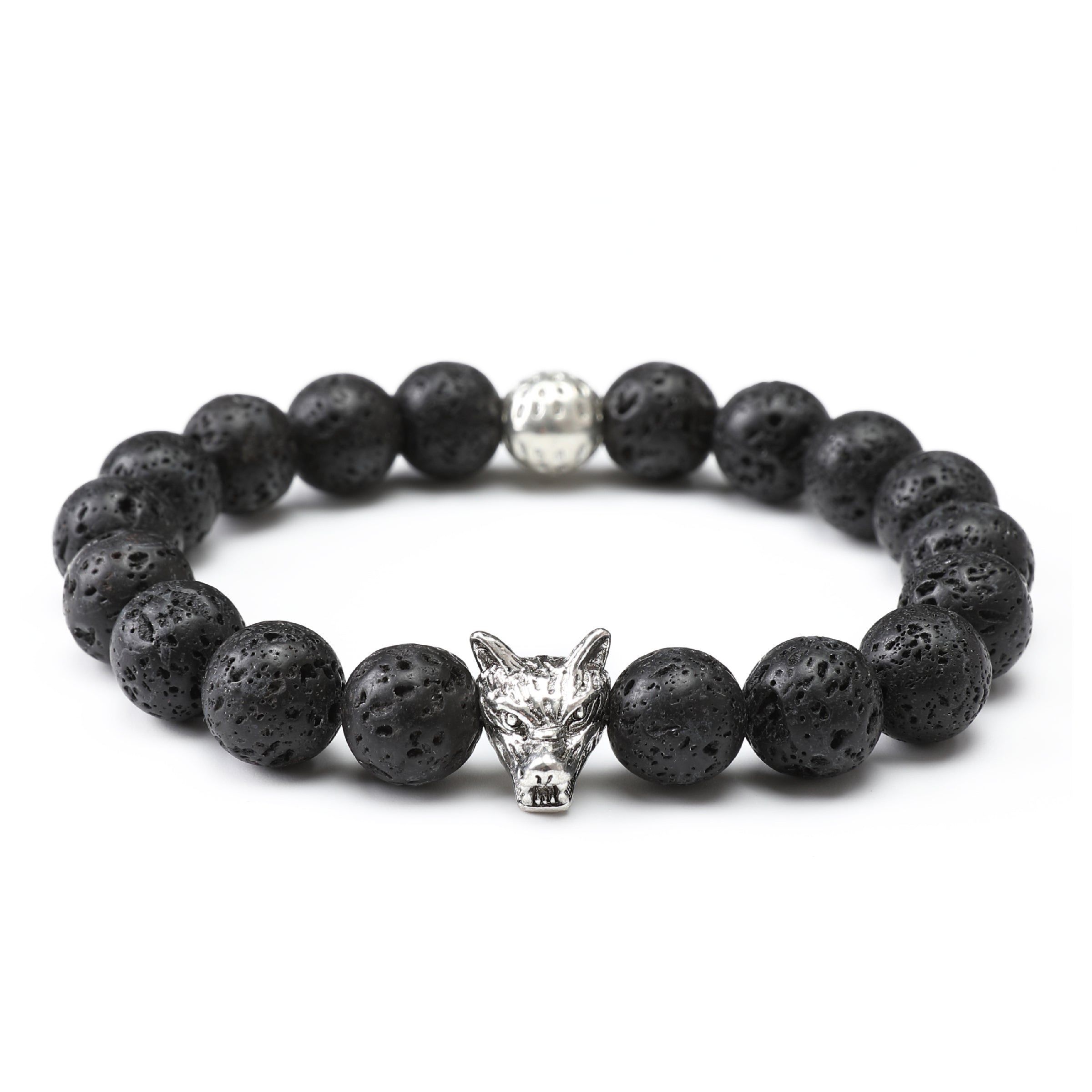 Fenrir Wolf Lava Stone Bracelet