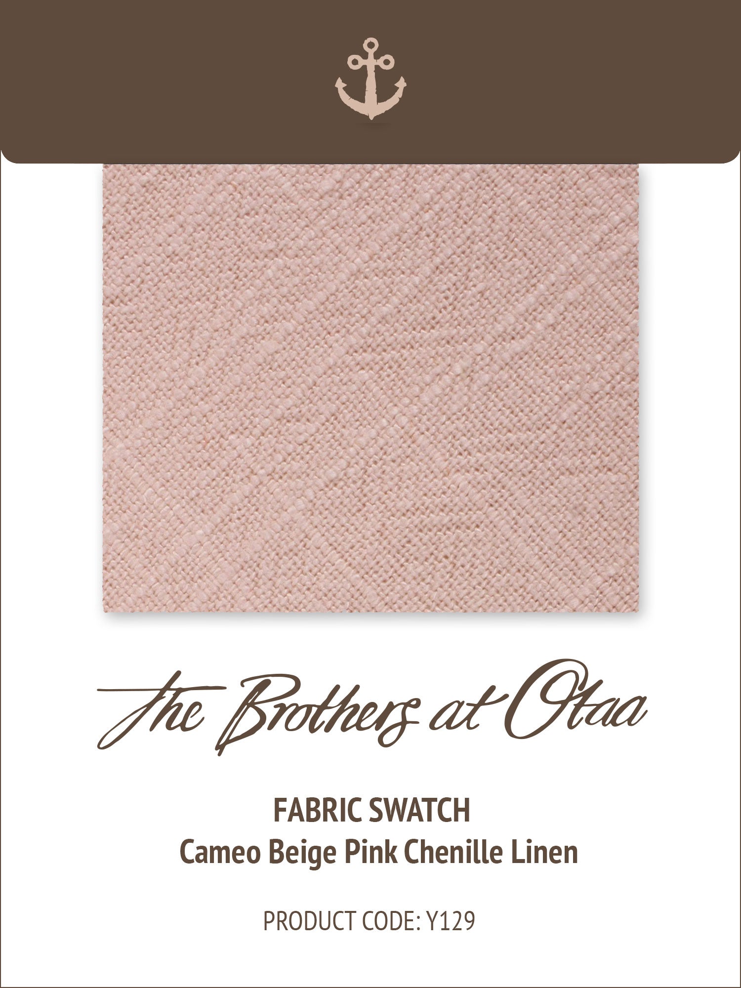 Fabric Swatch (Y129) - Cameo Beige Pink Chenille Linen