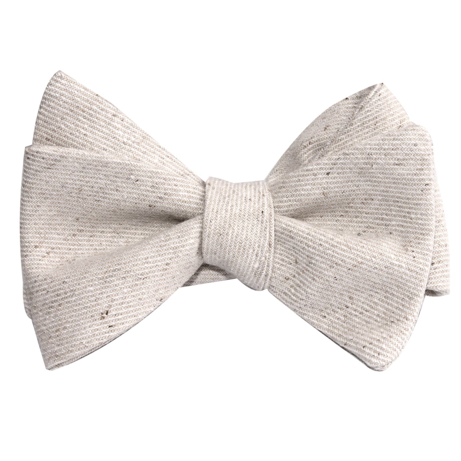 Khaki Twill Stripe Linen Self Tie Bow Tie