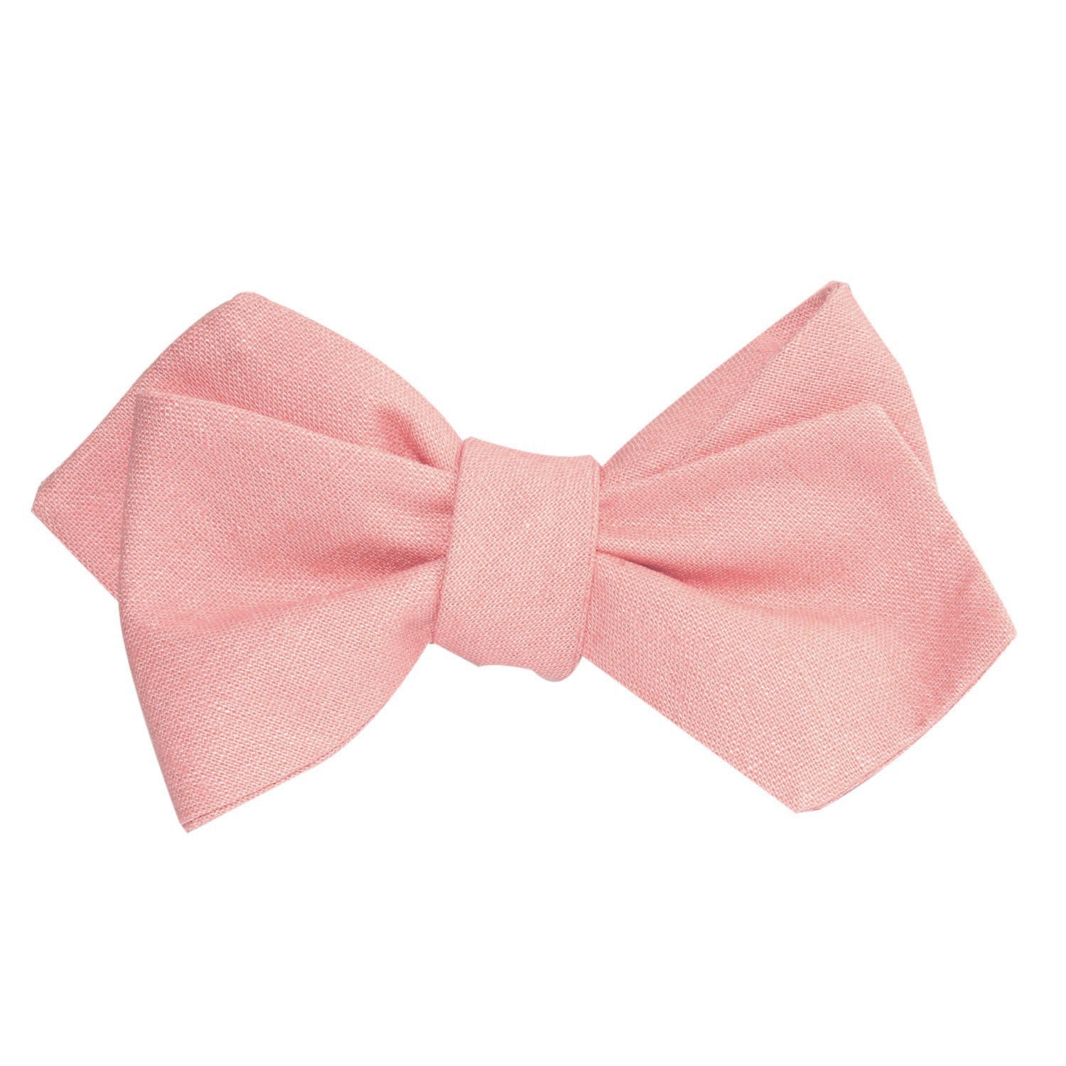 Dusty Peach Slub Linen Self Tie Diamond Tip Bow Tie