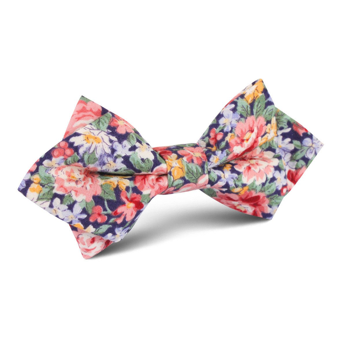 Pink Chrysanthemum Floral Diamond Bow Tie