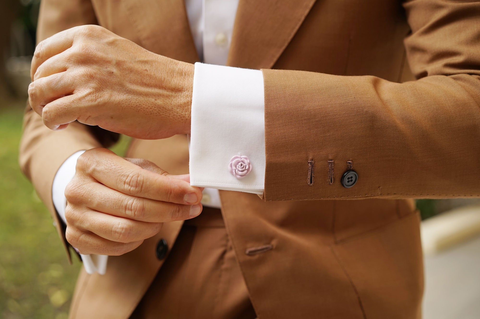 Lilac Purple Rose Metal Cufflinks