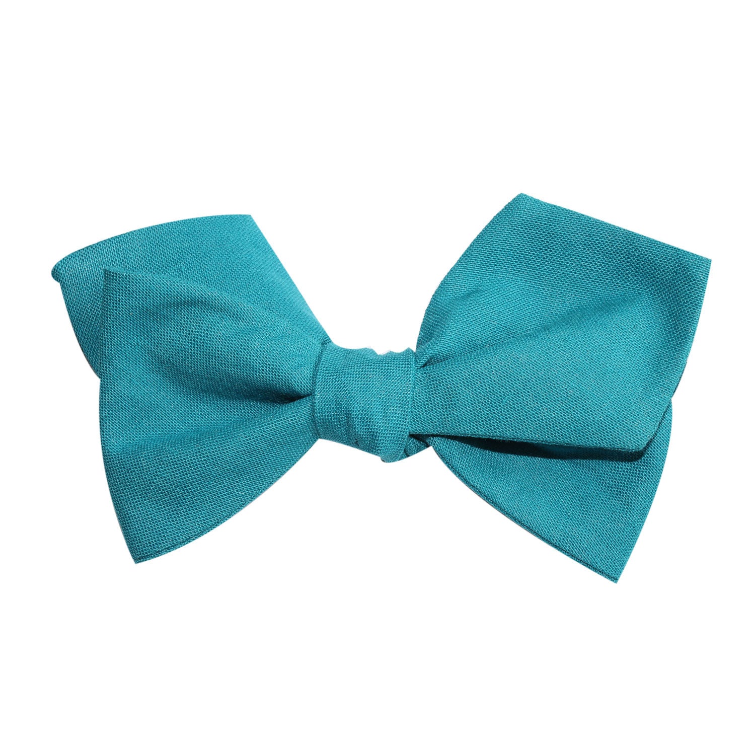 Teal Slub Linen Self Tie Diamond Tip Bow Tie