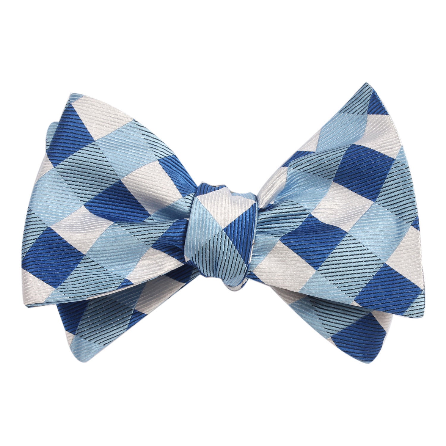 Sea and Light Blue White Checkered - Bow Tie (Untied)