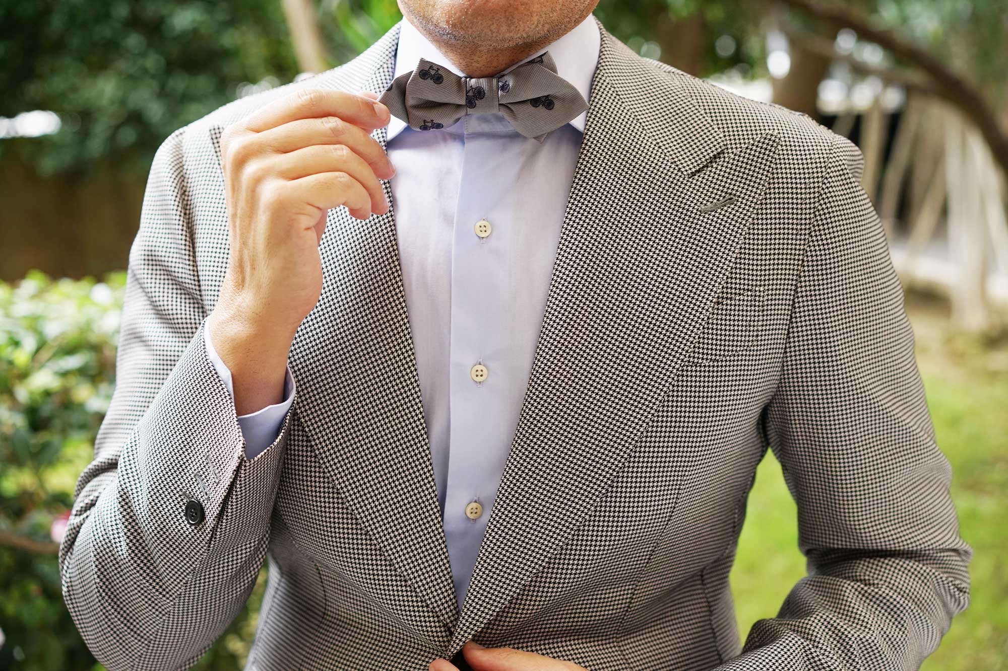 Grey with Navy Blue French Bicycle Diamond Bow Tie